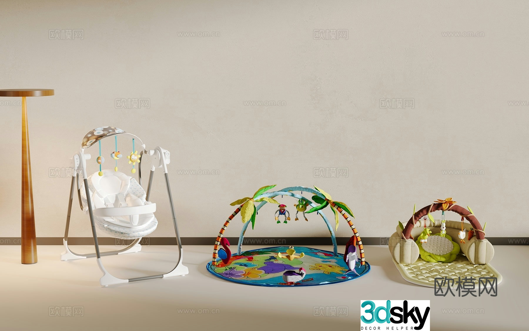 Baby Cradle Baby Fitness Stand Puzzle Toys 3D Model