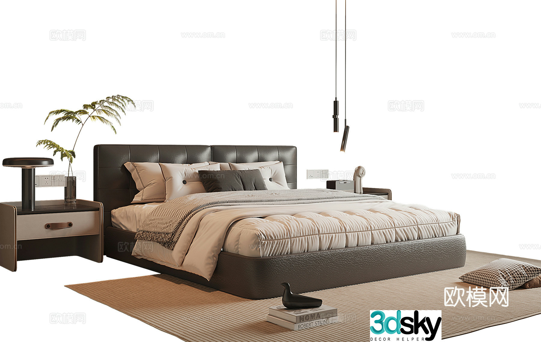 Italian double bed 3d model