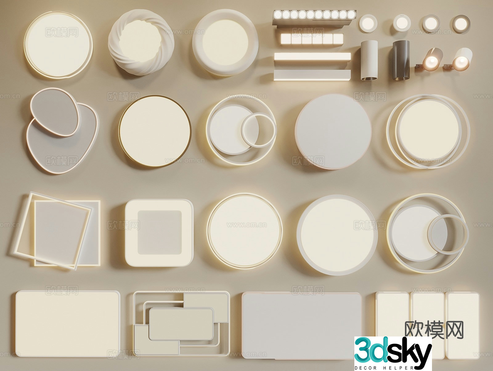 Living room ceiling light Bedroom ceiling light Children’s room ceiling light Linear light Downlight Spotlight 3D model