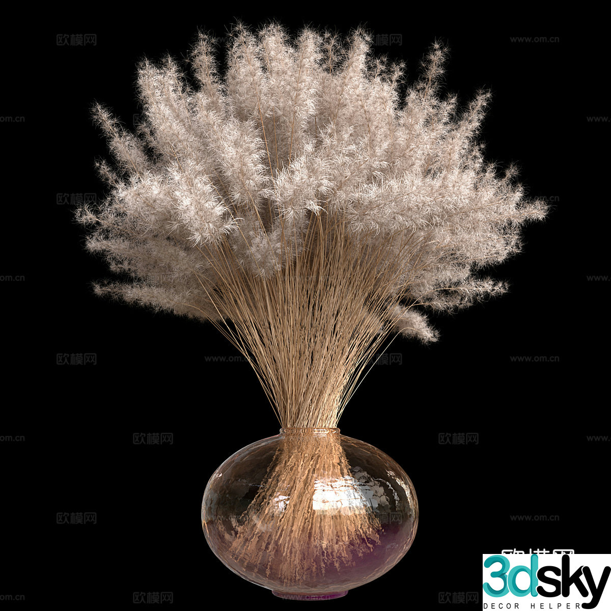 Modern vase flower art dried flowers 3d model