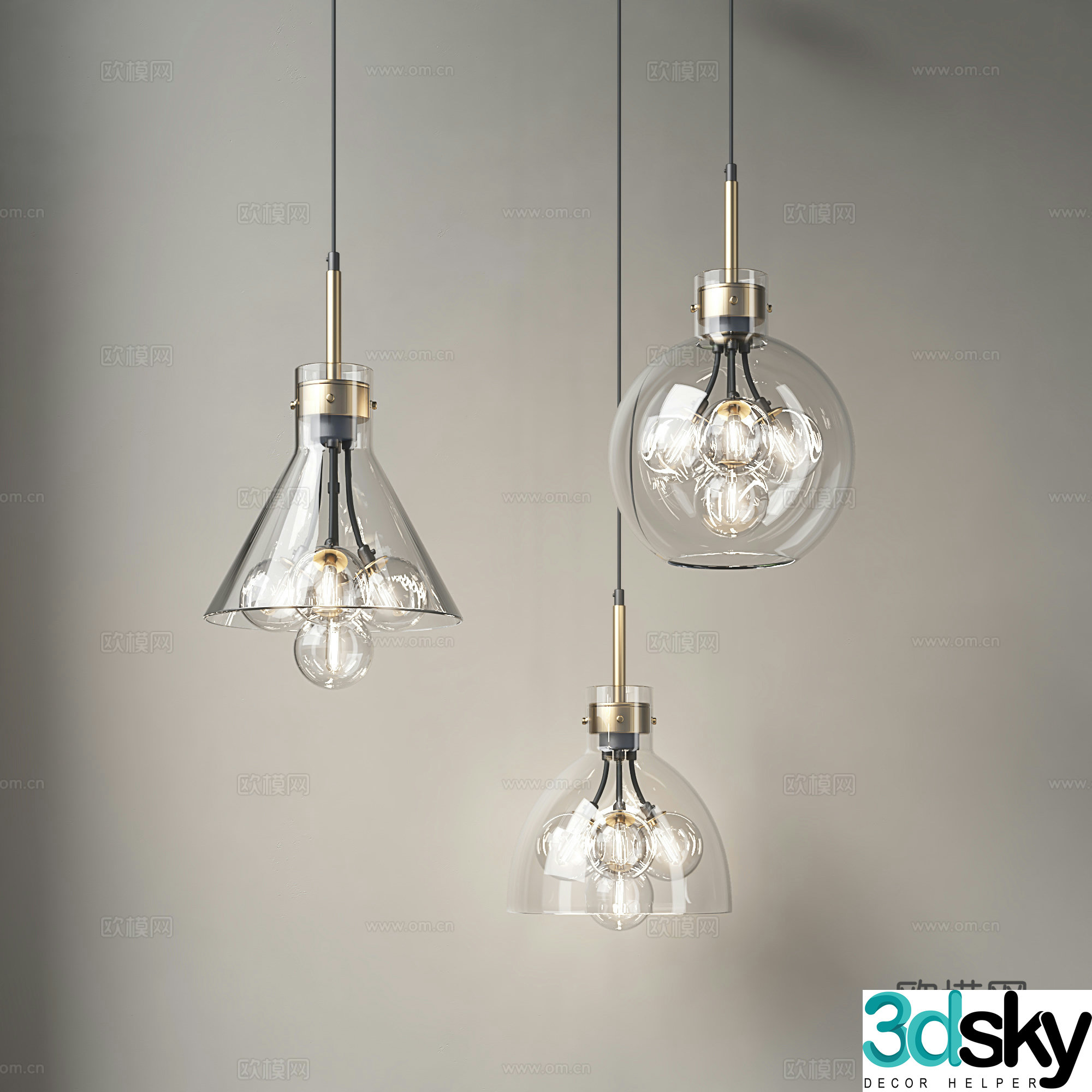 Light luxury restaurant chandeliers modern bar chandeliers simple stairwell chandeliers Nordic porch chandeliers 3D model