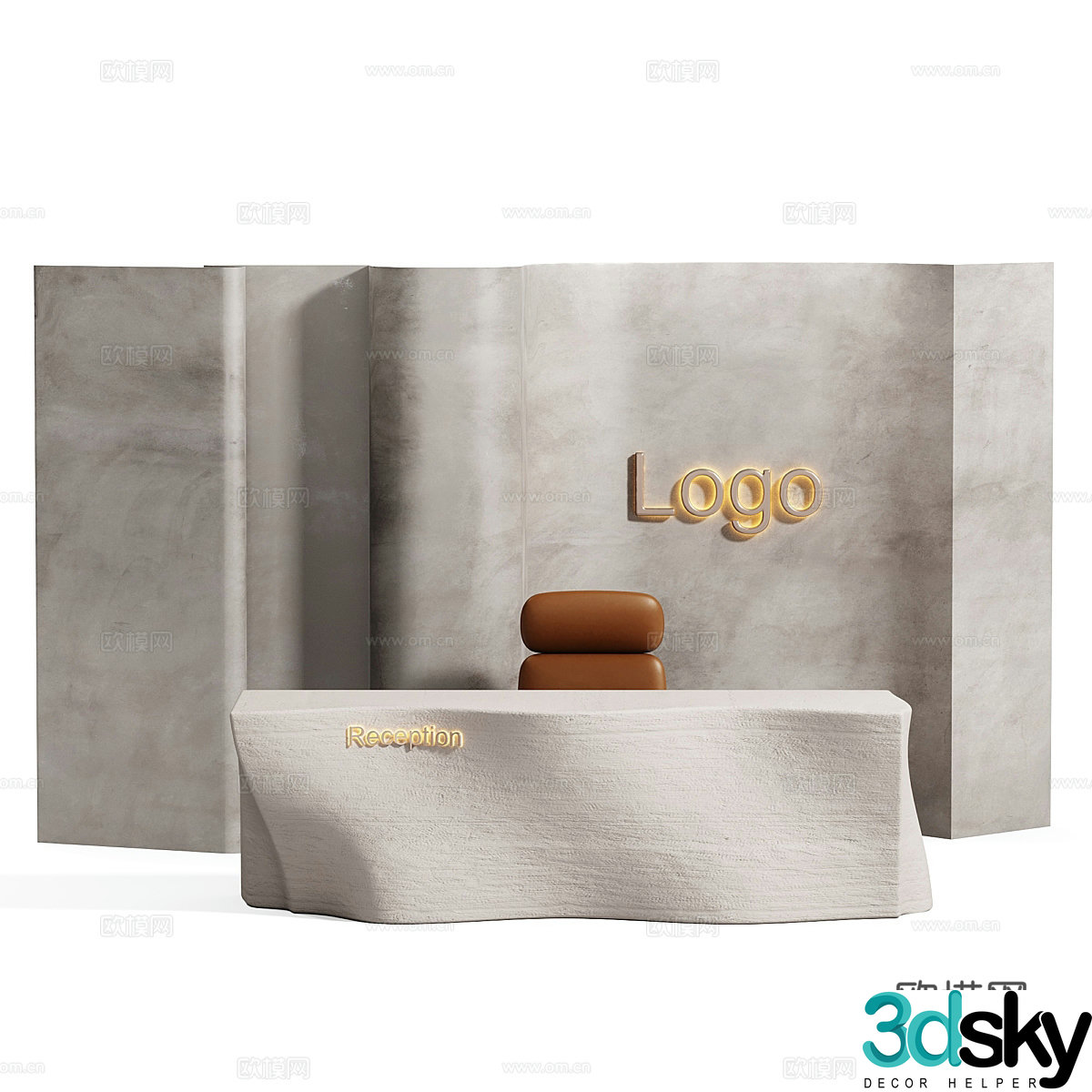 Modern Wasabi Company Front Desk Reception Desk 3D Model