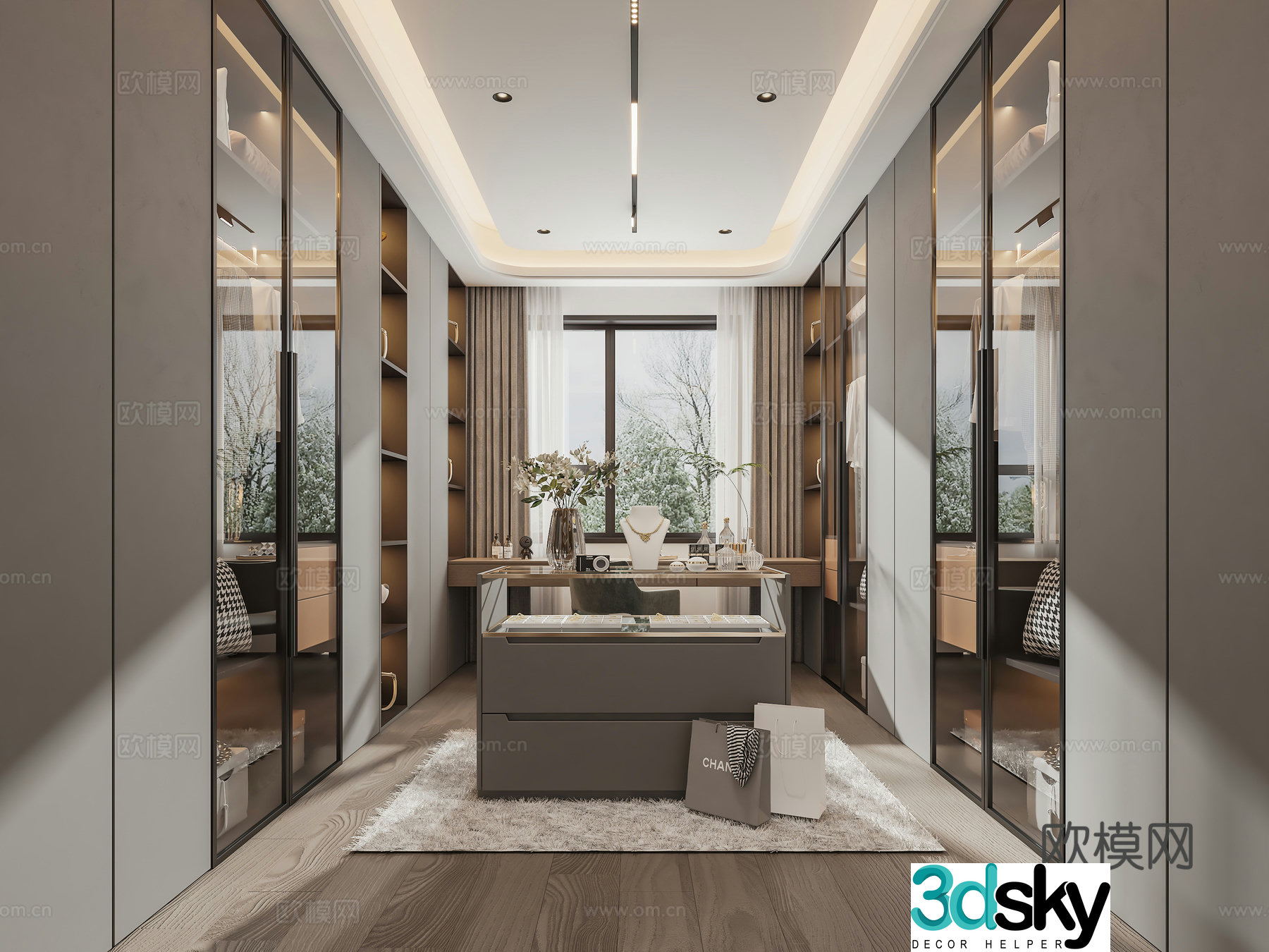 Modern light luxury Italian master bedroom cloakroom 3D model
