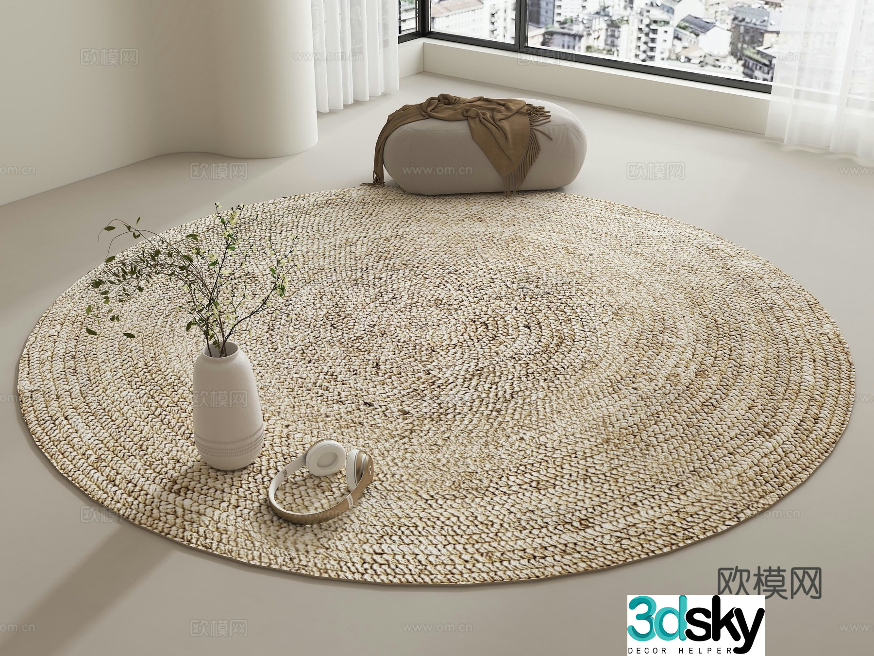 Modern carpet Creamy carpet Living room carpet Round carpet Wasabi carpet 3d model