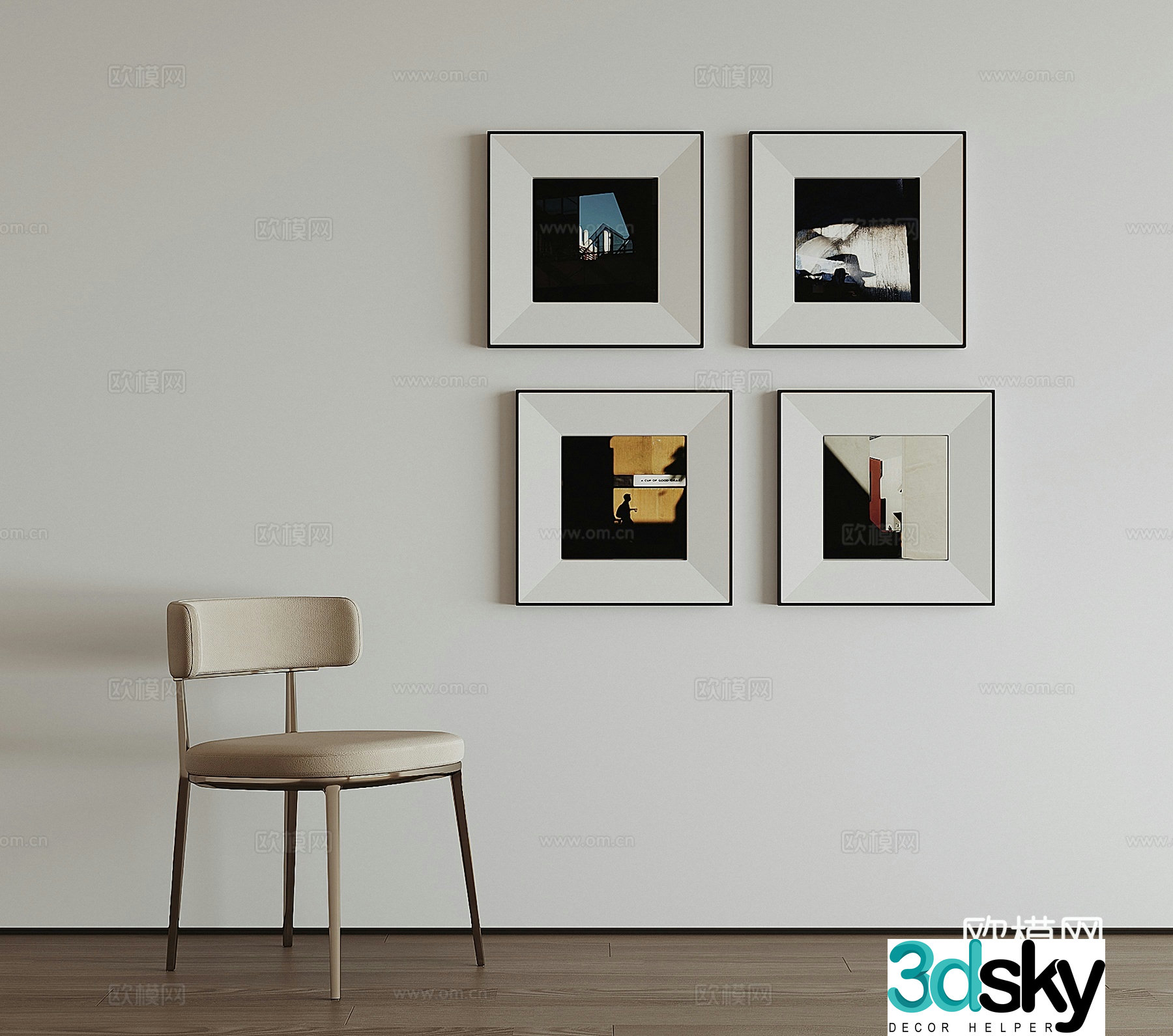 Modern hanging painting combination 3D model