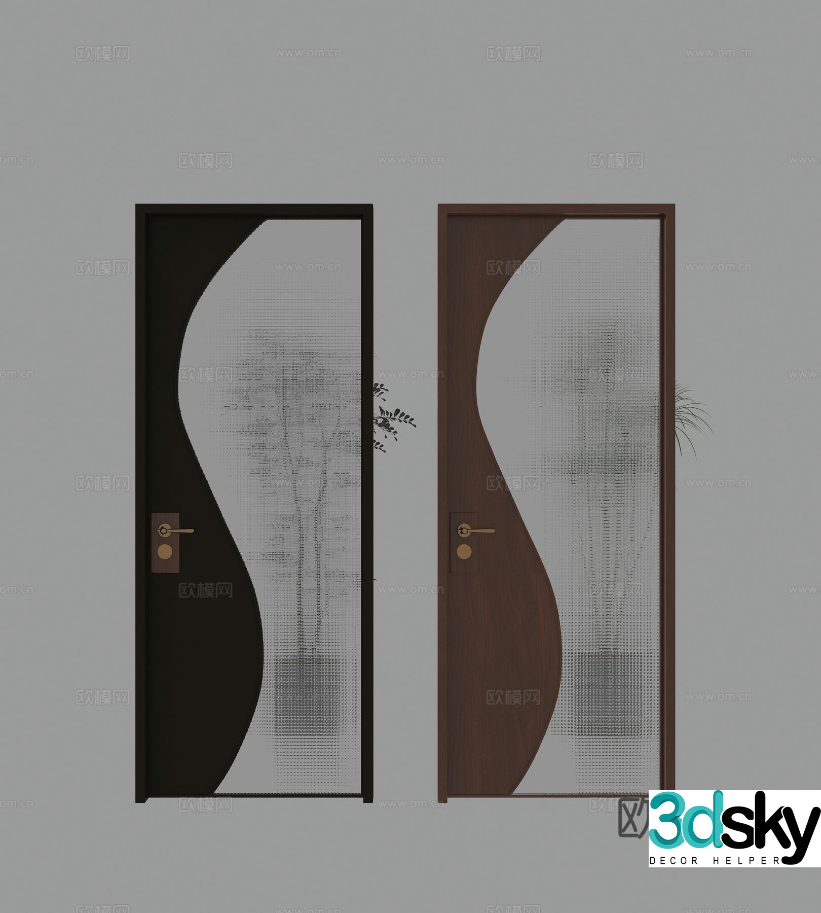 Modern simple bathroom door 3D model