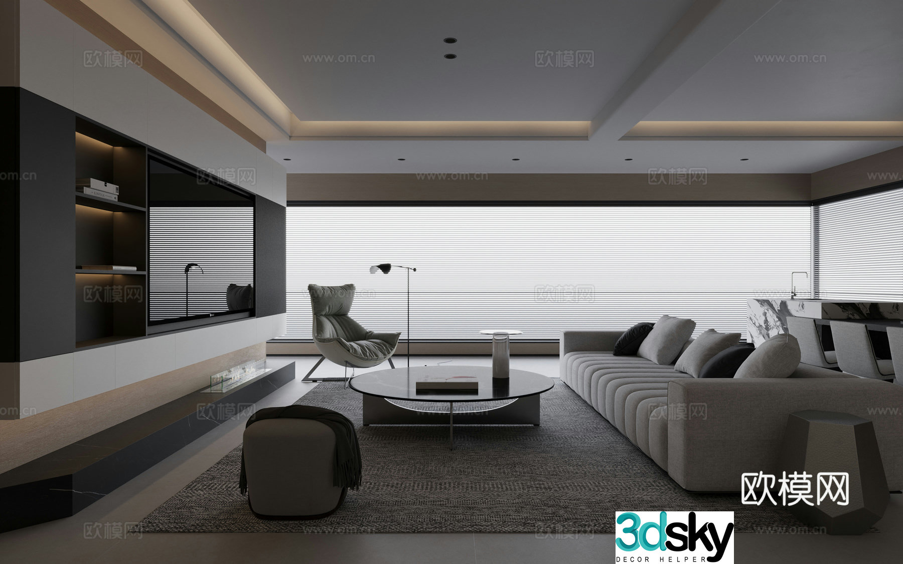 Modern Italian living room 3d model