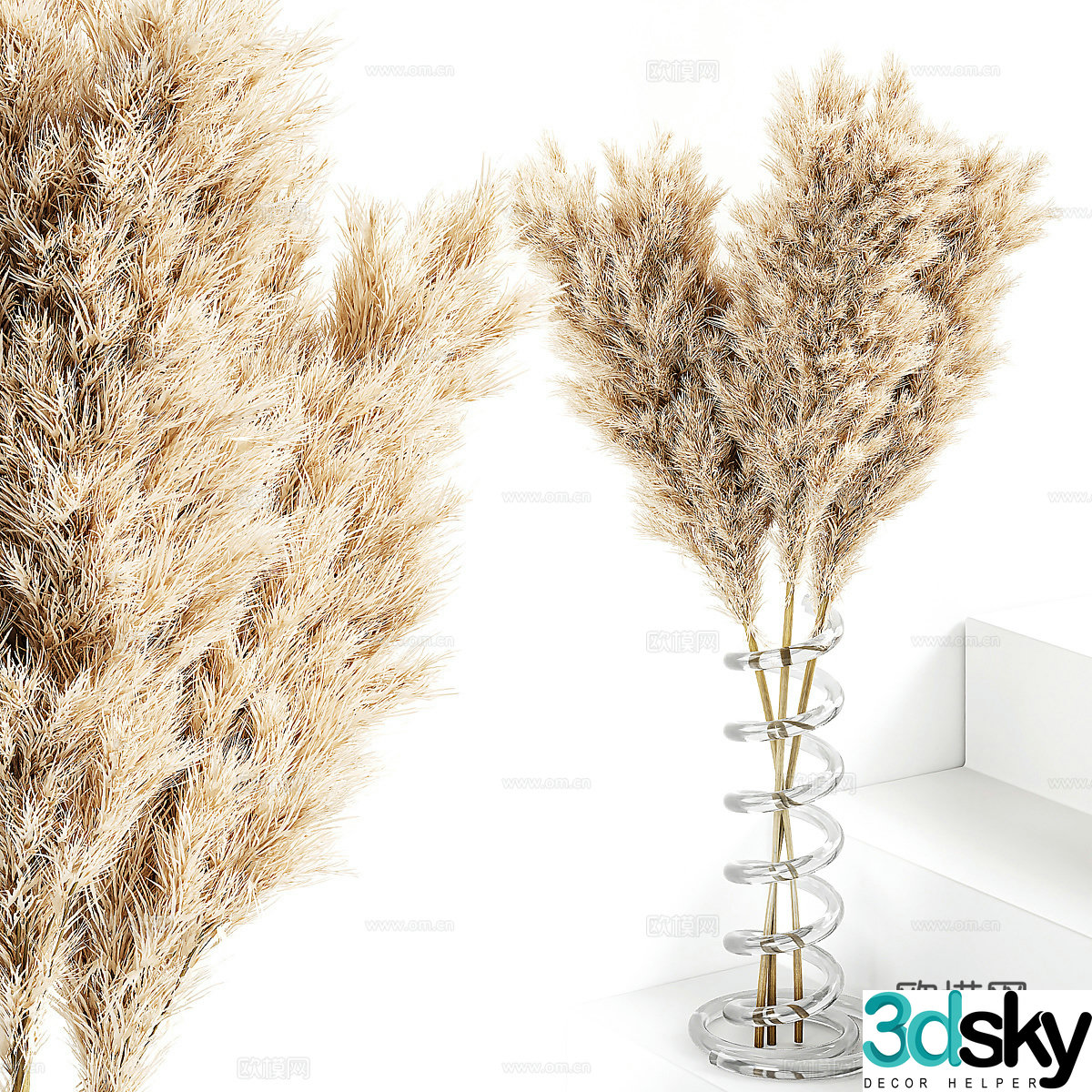 Modern vase flower art dried flowers 3d model