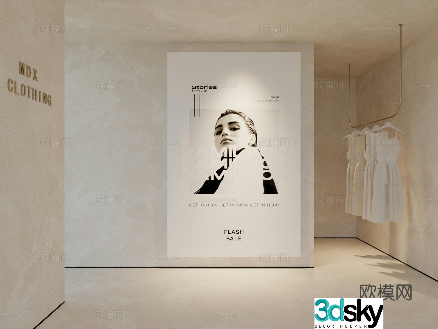 Modern workwear hanging painting poster hanging painting 3d model