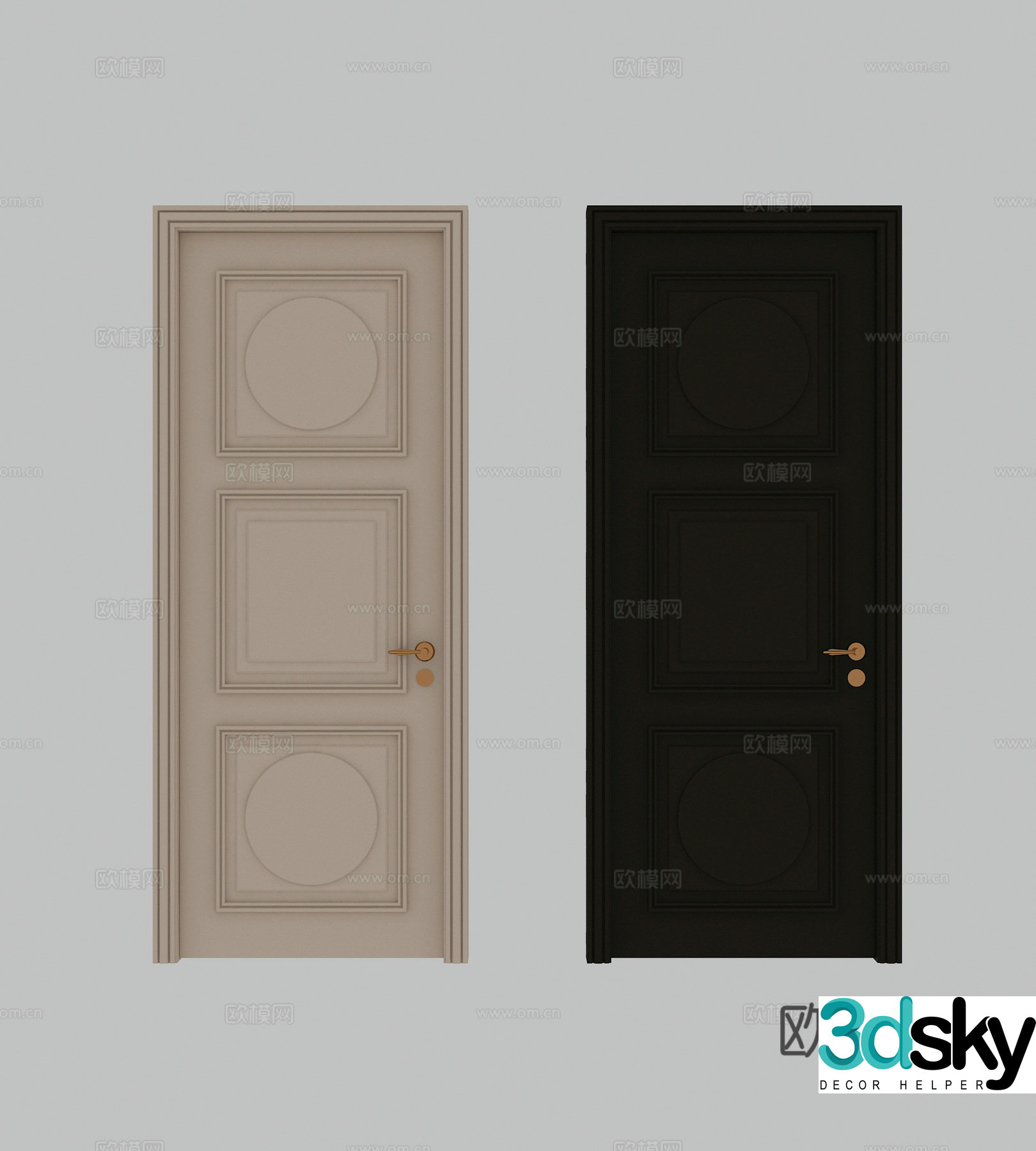French retro bedroom door 3d model