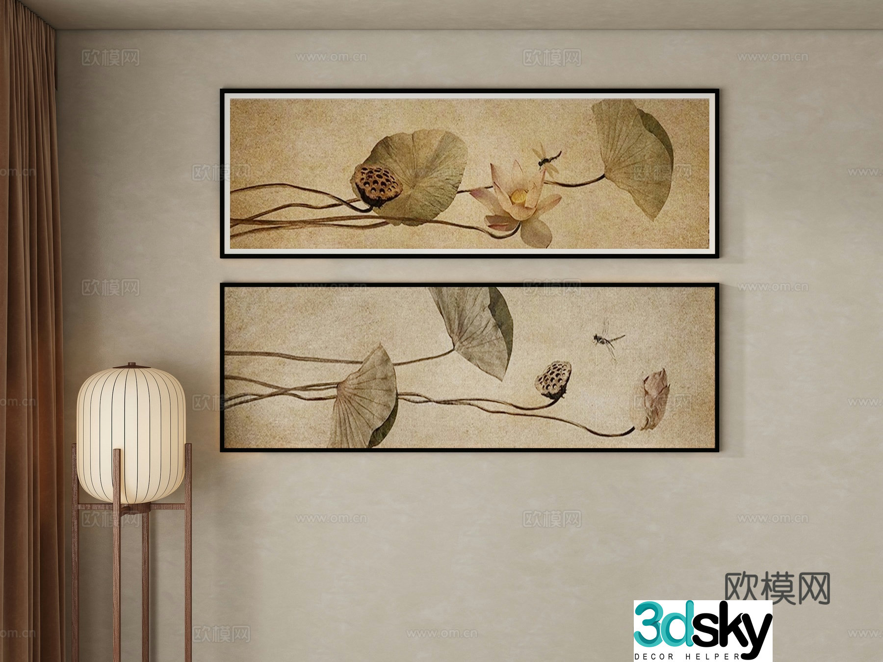New Chinese Song style horizontal hanging painting 3D model