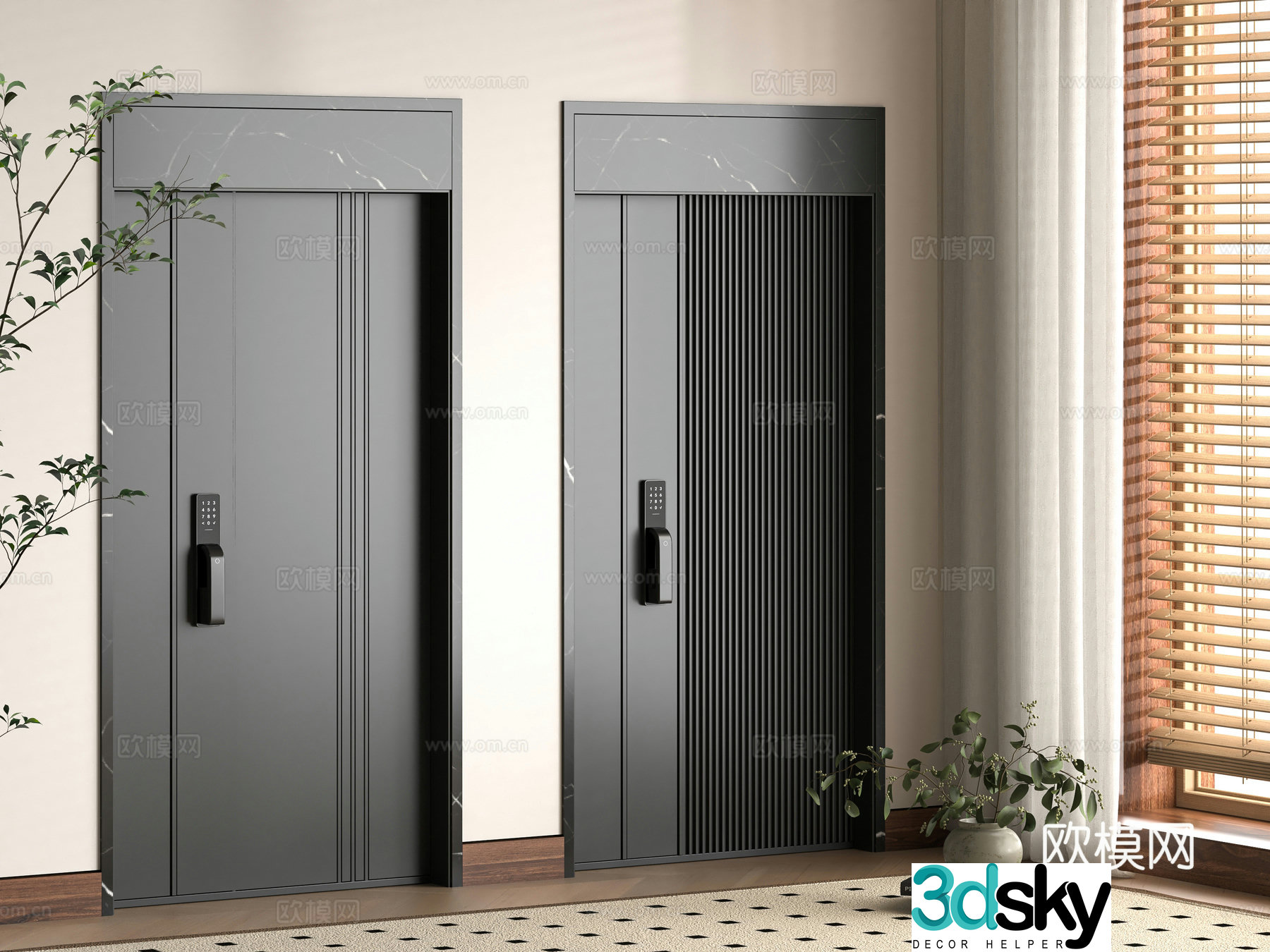 Modern entrance door 3D model