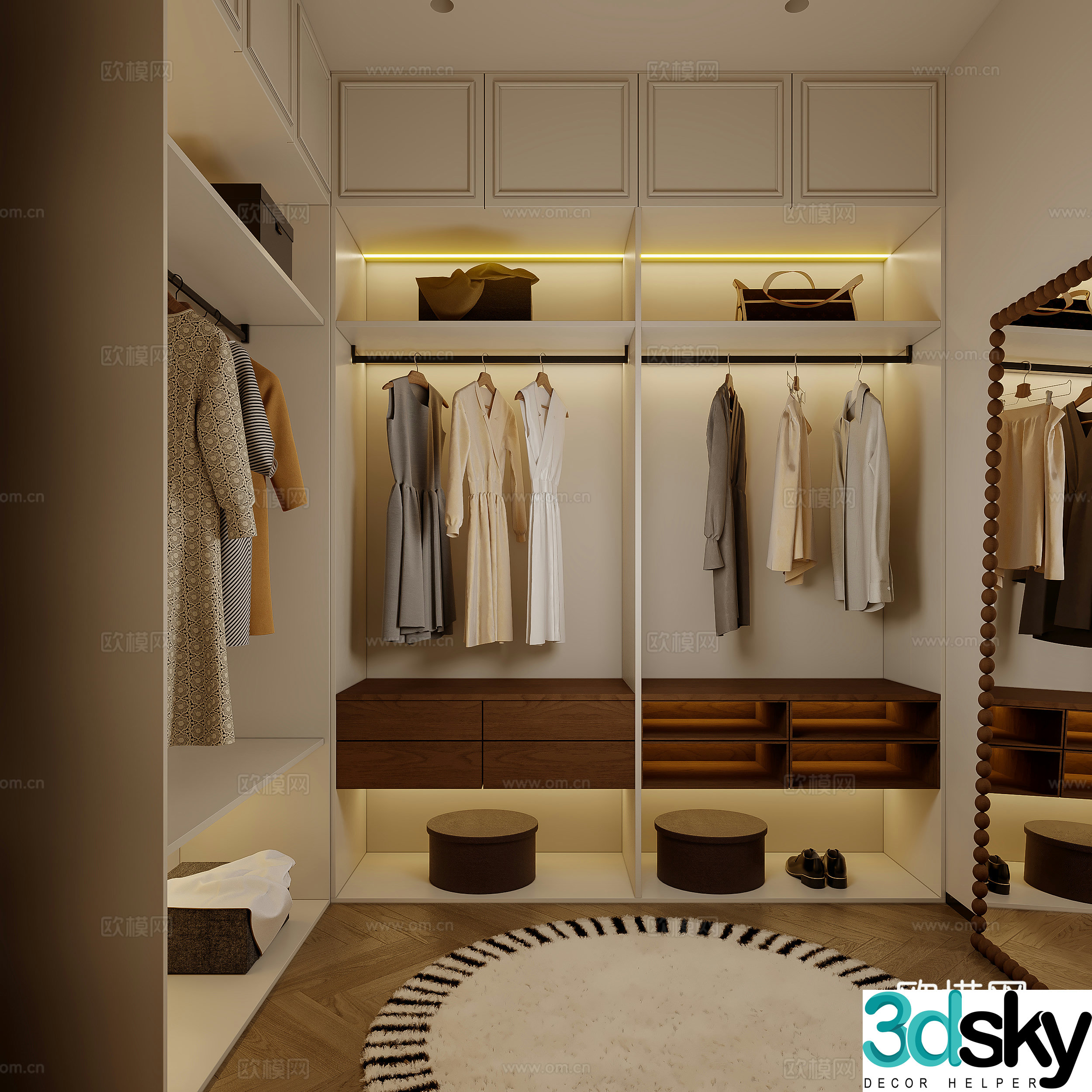 Modern minimalist cloakroom corner cloakroom open cloakroom 3d model