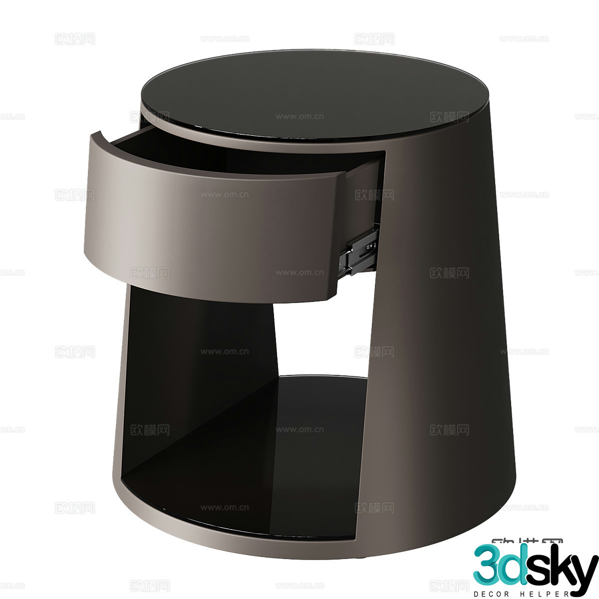 Modern Italian round bedside table 3d model