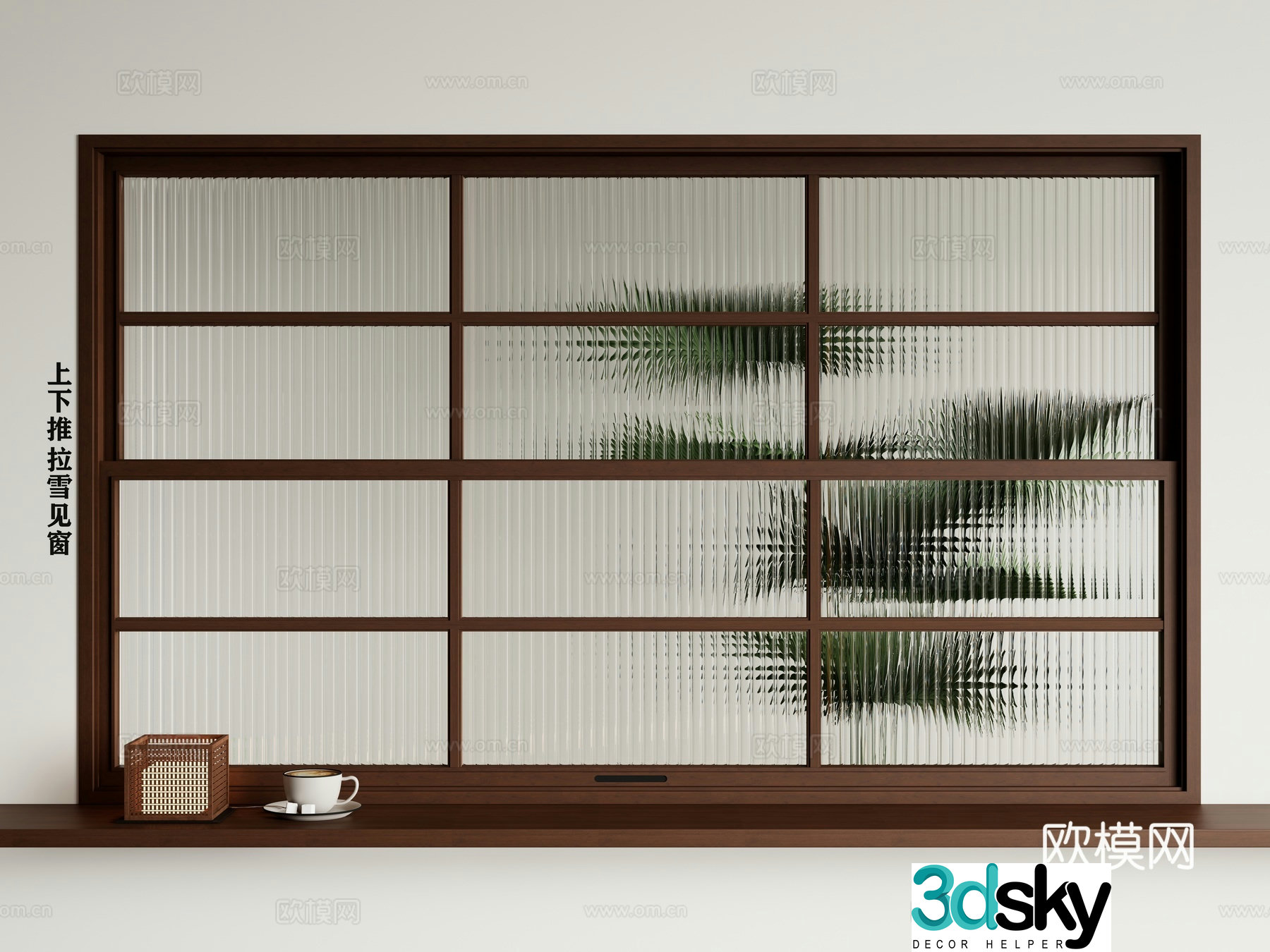 Middle style folding window upper and lower folding window sliding window 3D model