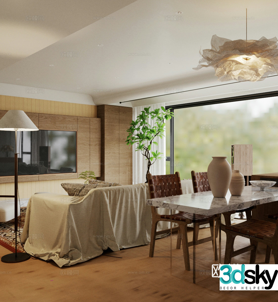 Waviva Home Living Room Living Dining Room Living Room Living Room Sofa Coffee Table Combination 3D Model