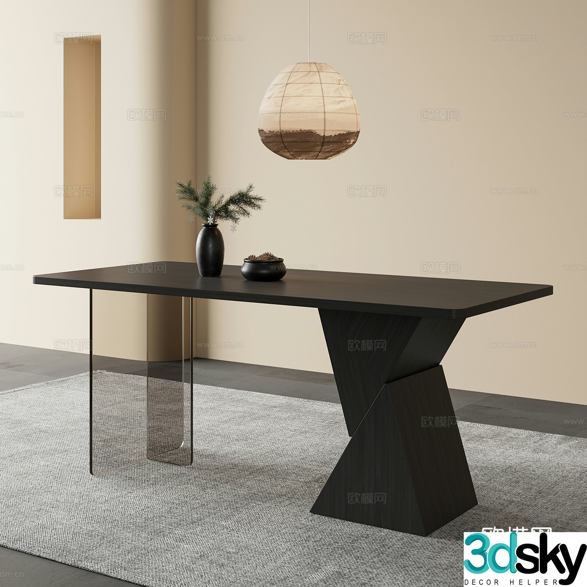 Modern medieval dining table table 3d model