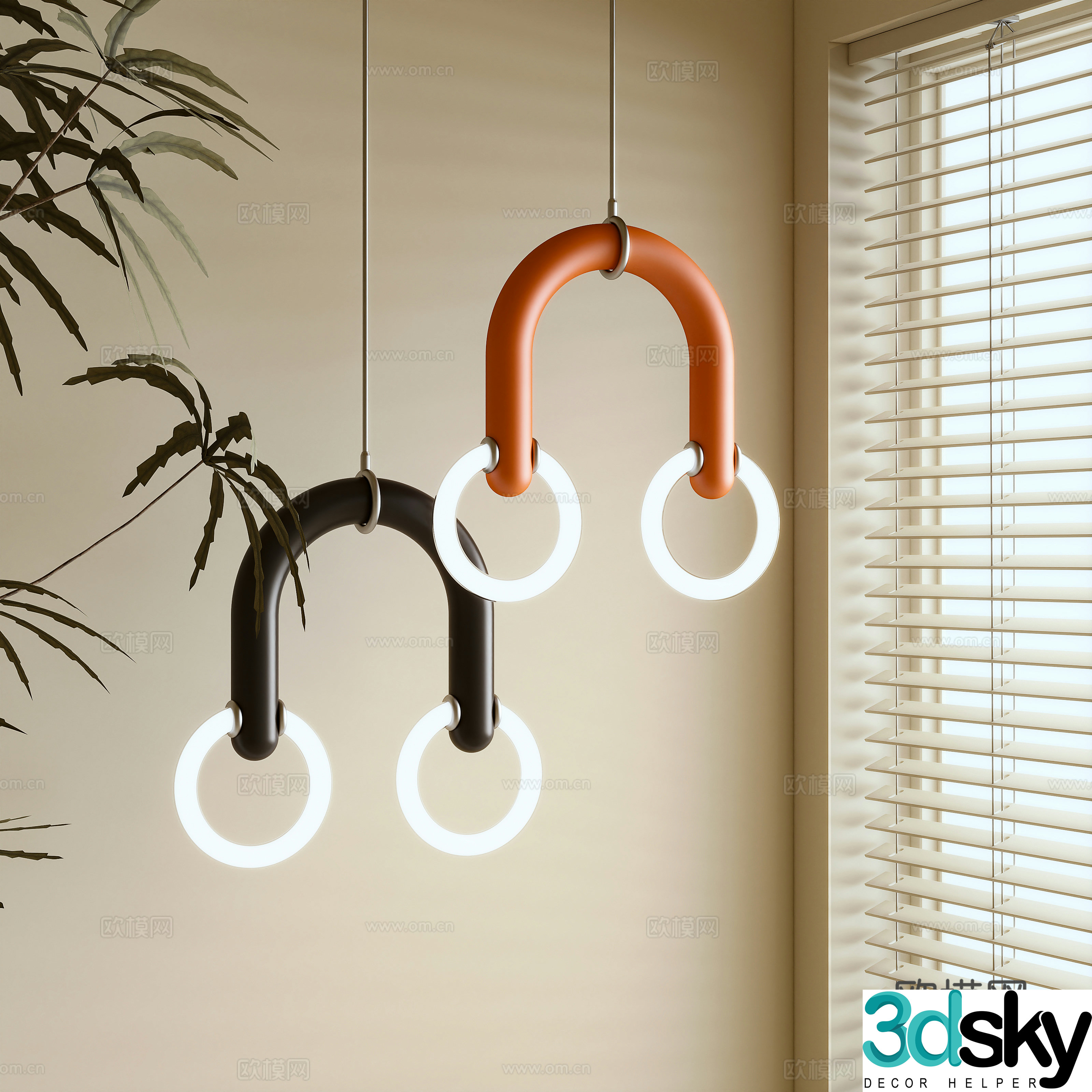 Modern Chandelier Dopamine Lamp 3D Model