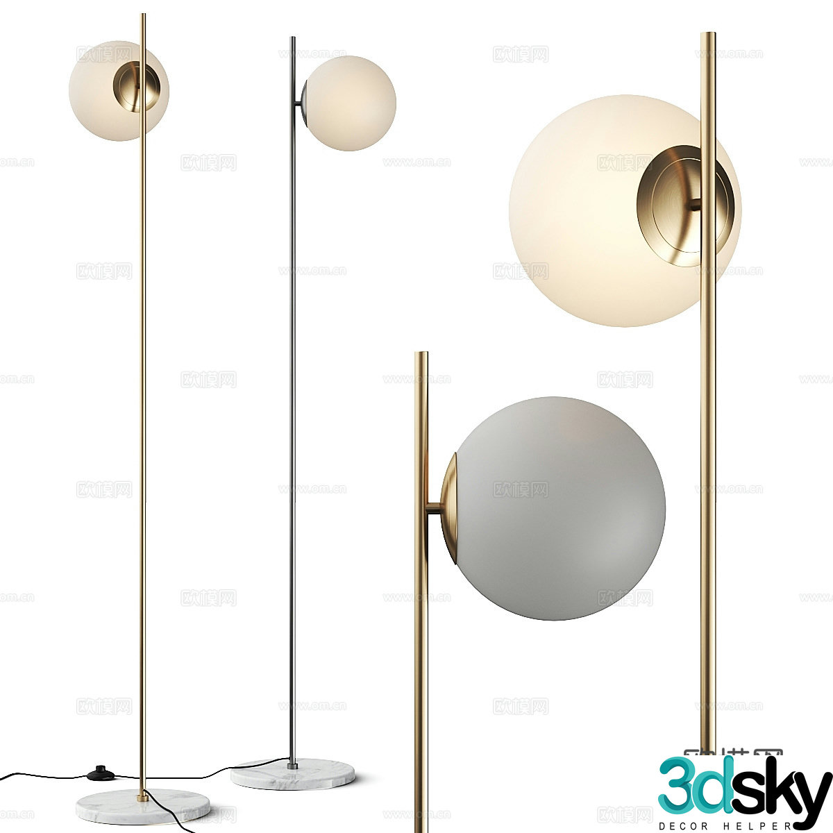 Modern light luxury minimalist floor lamp 3D model