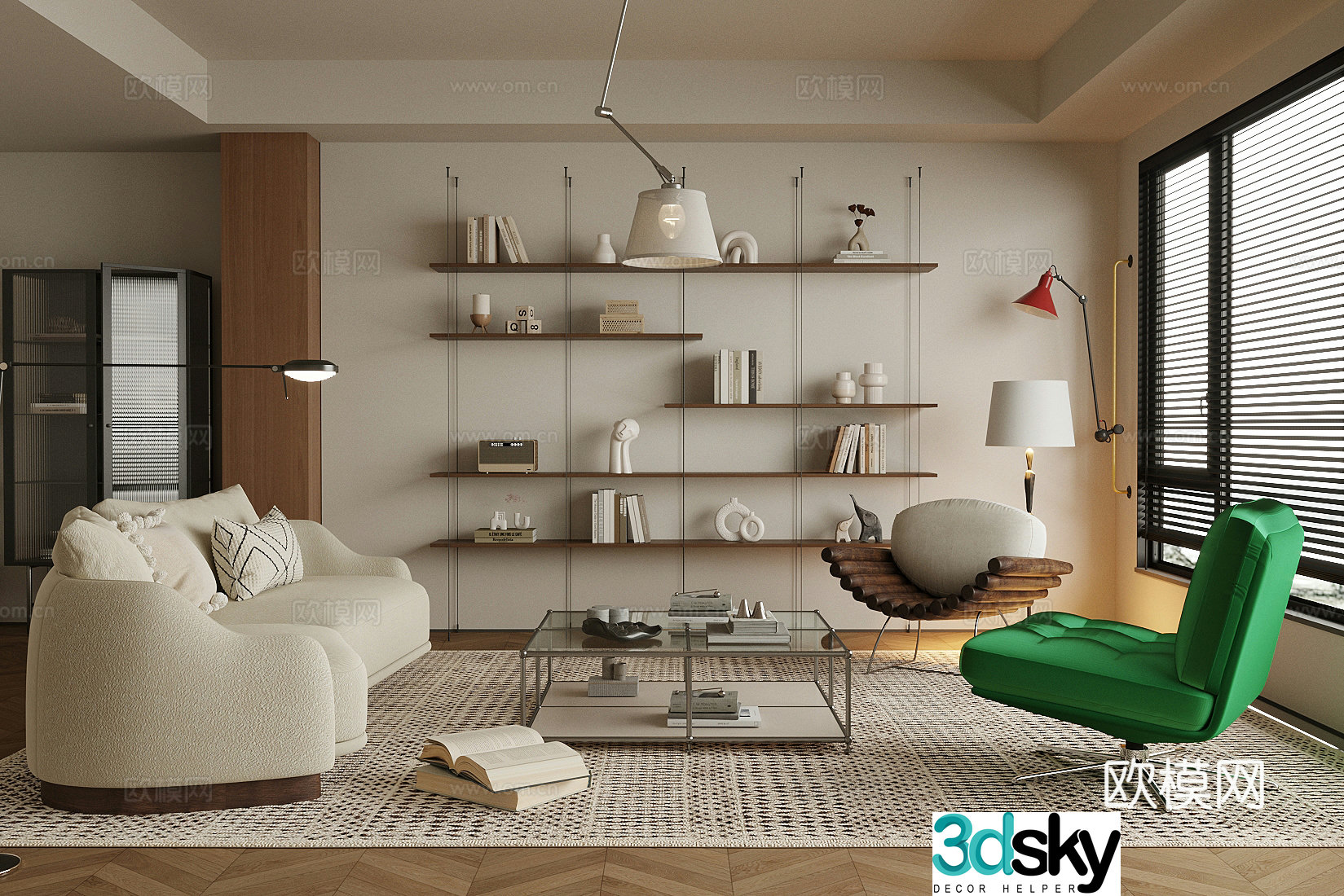 Waviva Home Living Room Small Living Room Storage Shelf Sofa Coffee Table Combination Ornament Combination 3D Model