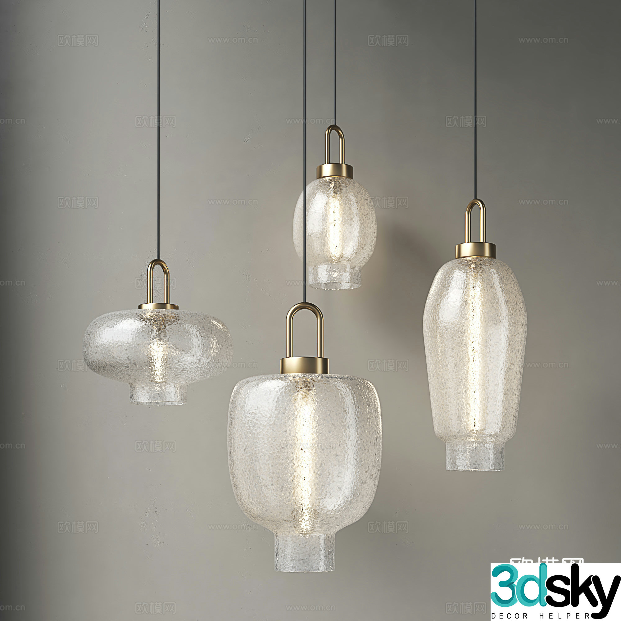 Modern restaurant chandeliers minimalist glass chandeliers Japanese chandeliers light luxury bar chandeliers simple small chandeliers 3D model
