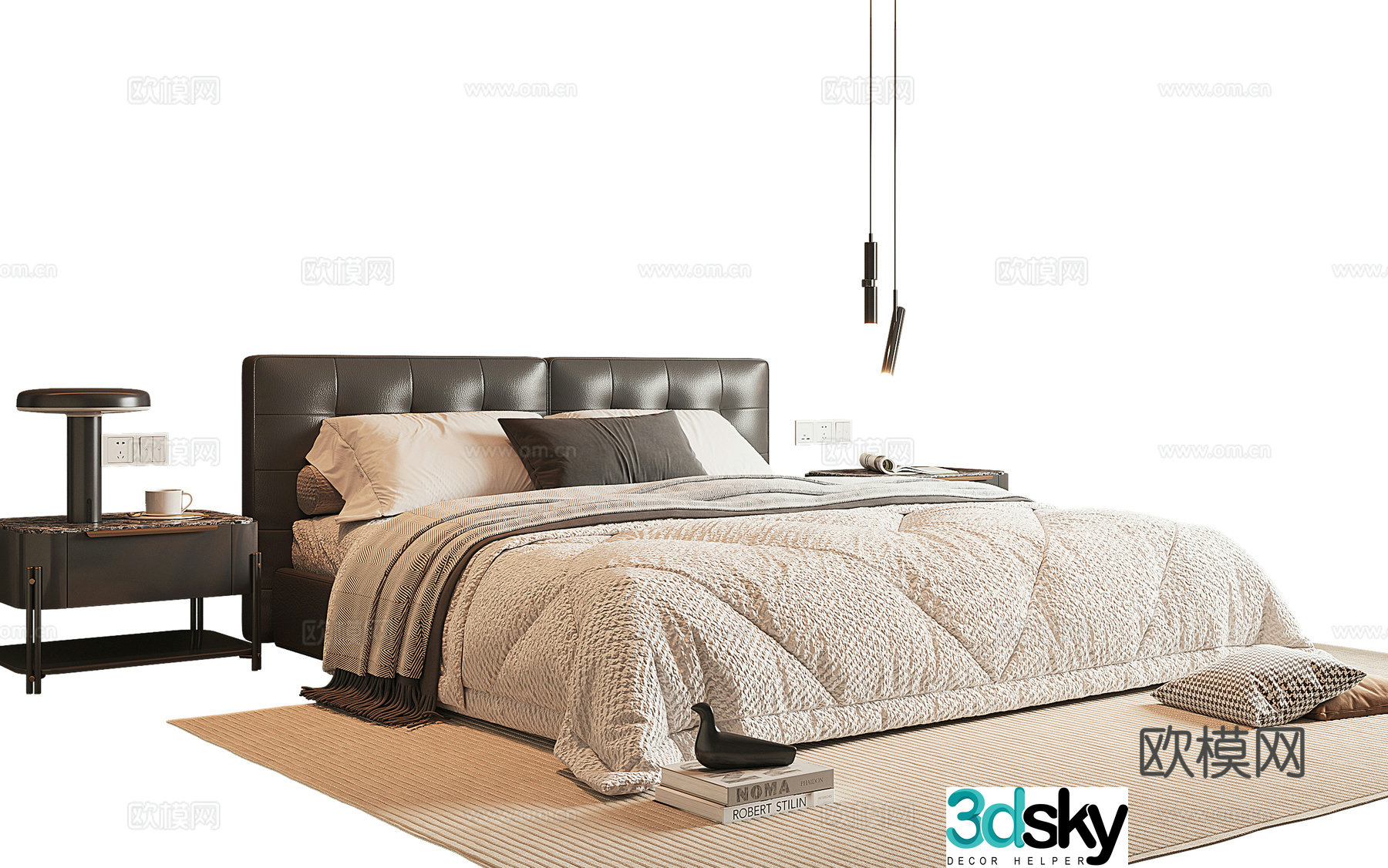Italian double bed 3d model