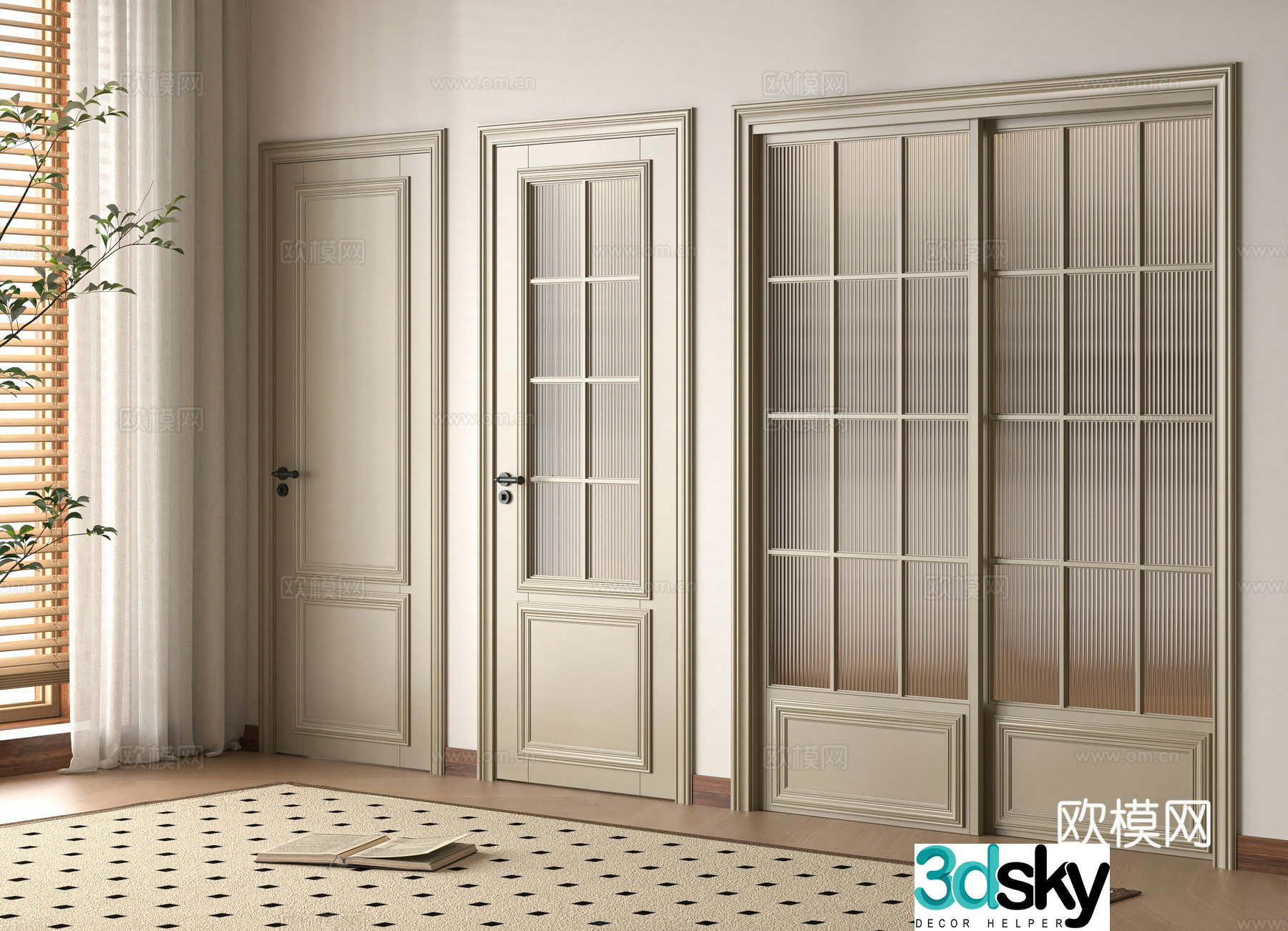 Creamy single door 3D model