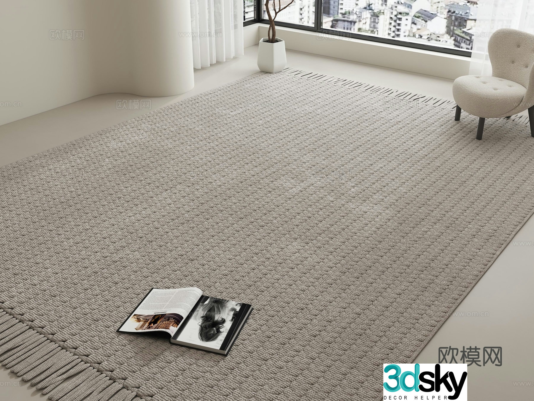 Modern carpet Creamy carpet Wasabi carpet Living room carpet Square carpet 3d model