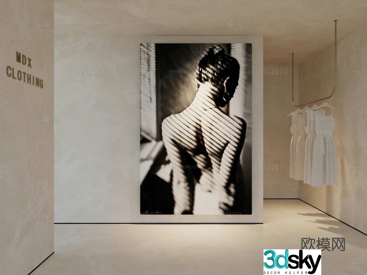 Modern workwear hanging painting poster hanging painting 3d model