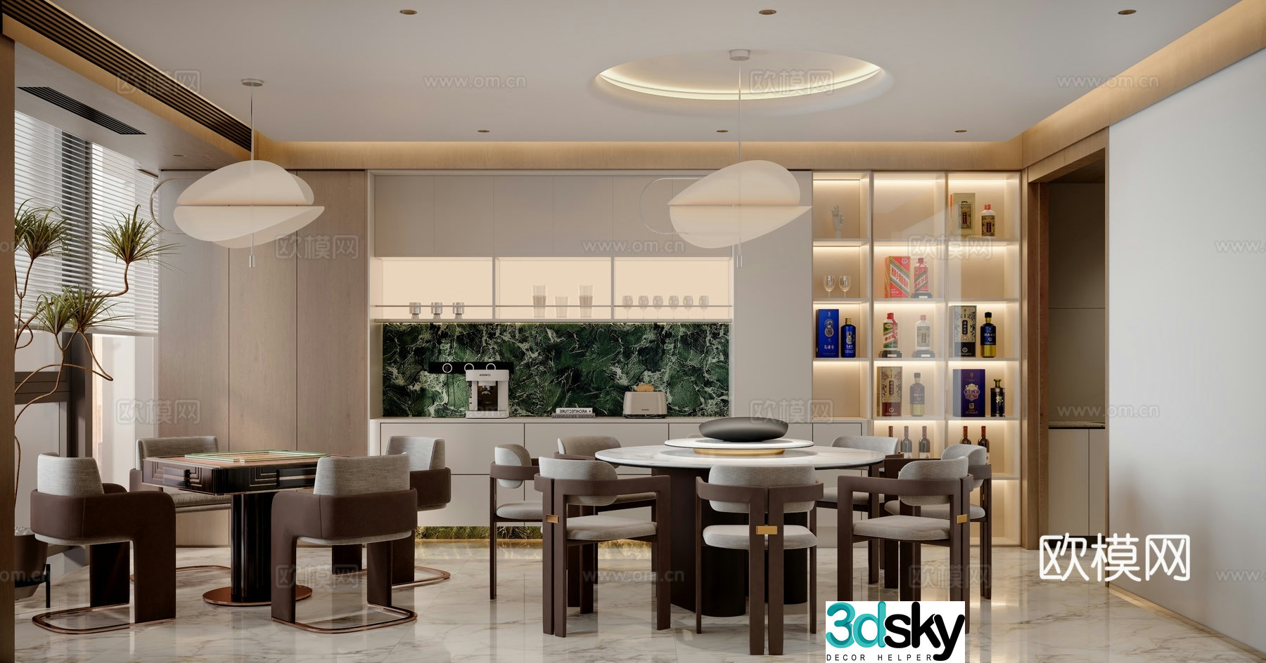 Modern log style restaurant 3d model