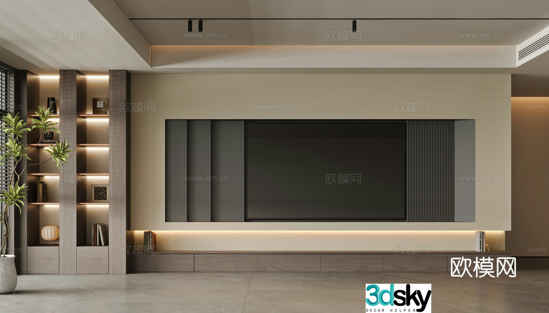 Modern TV wall 3d model