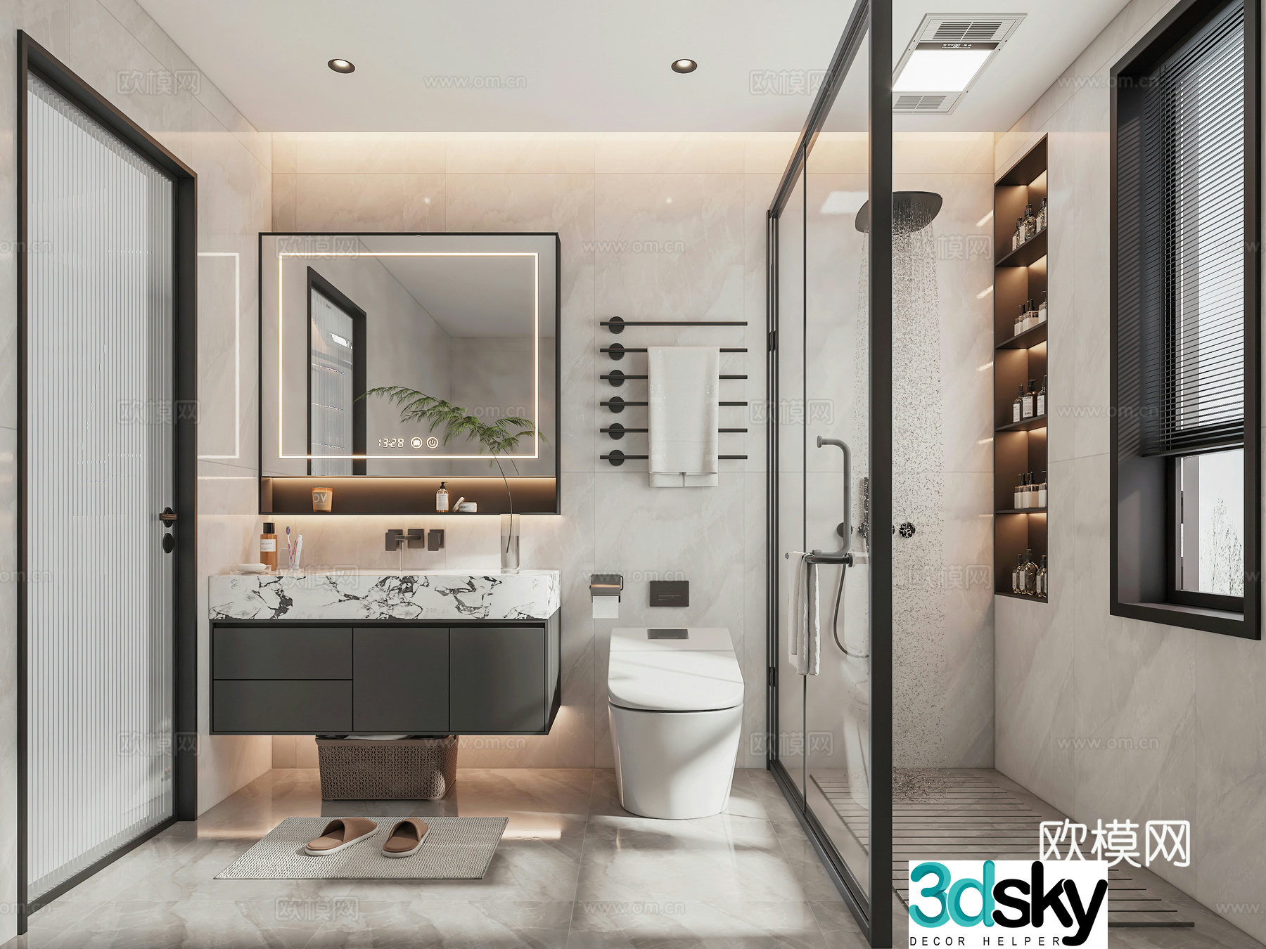 Modern minimalist home bathroom 3d model