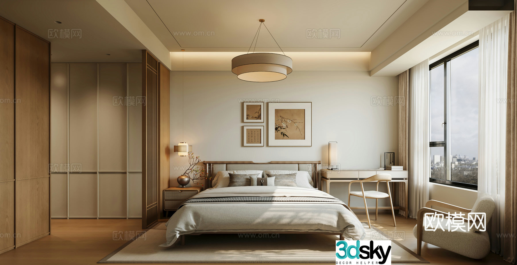 New Chinese Zen Song style bedroom Song aesthetic bedroom 3D model