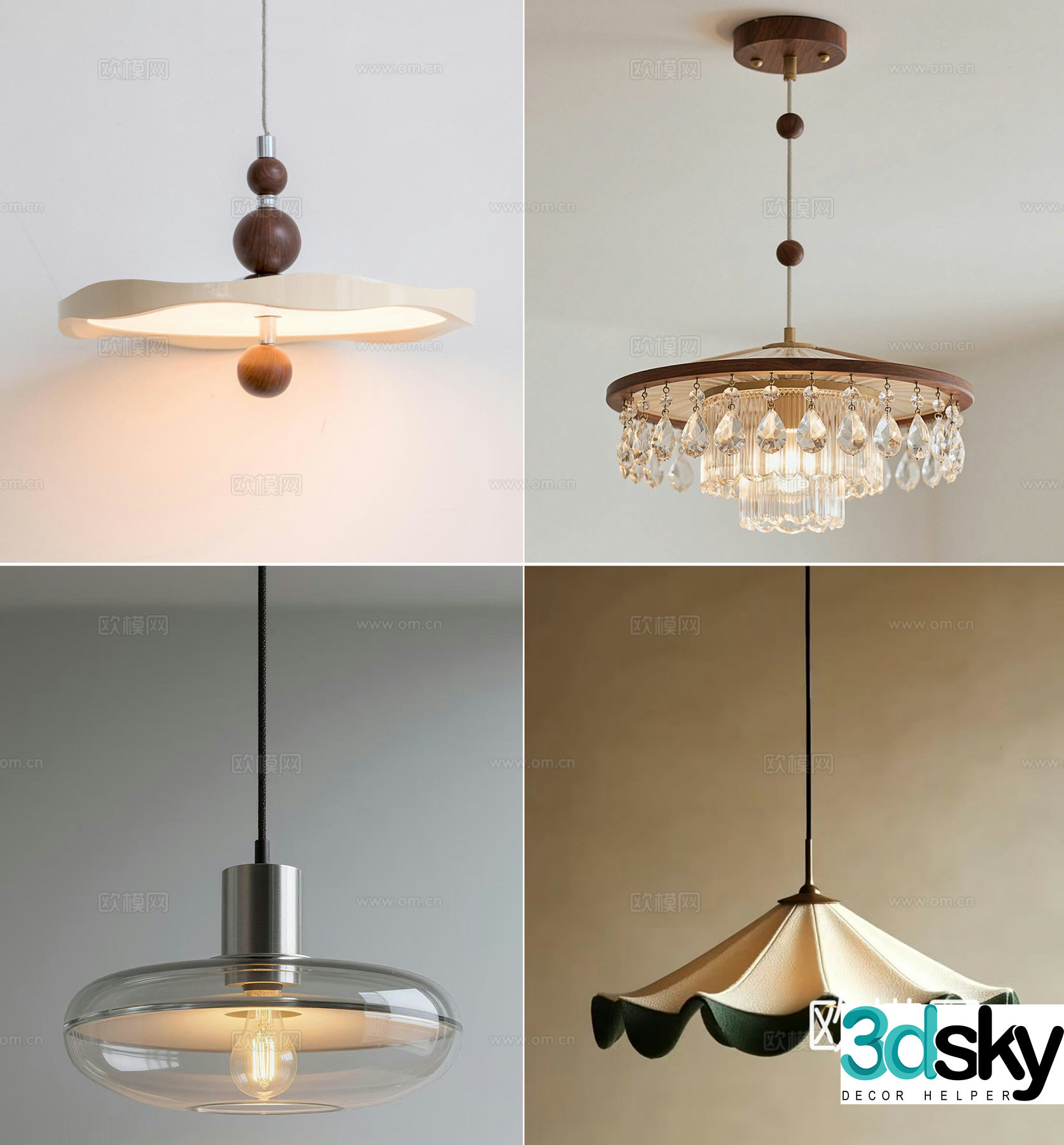 Middle-aged chandeliers restaurant chandeliers bedside chandeliers bar chandeliers 3D model
