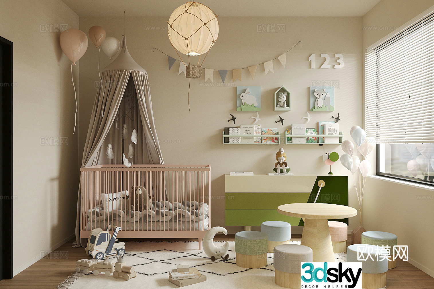 Modern children’s room Children’s entertainment room Children’s bed 3d model
