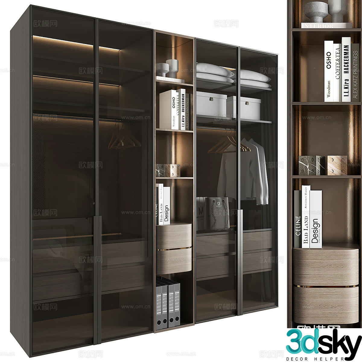 Modern Italian minimalist glass wardrobe 3d model