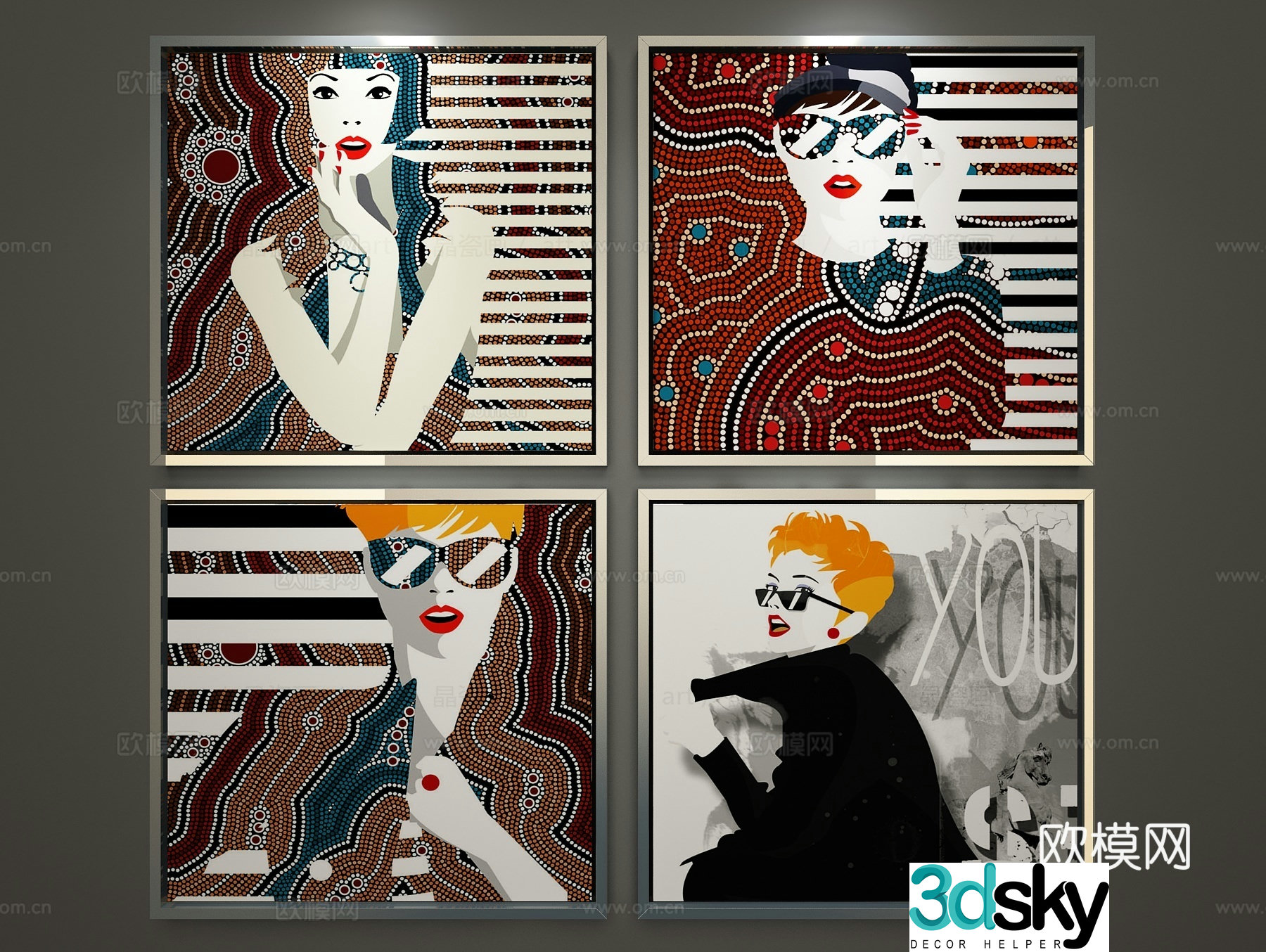 Modern minimalist decorative painting 3d model