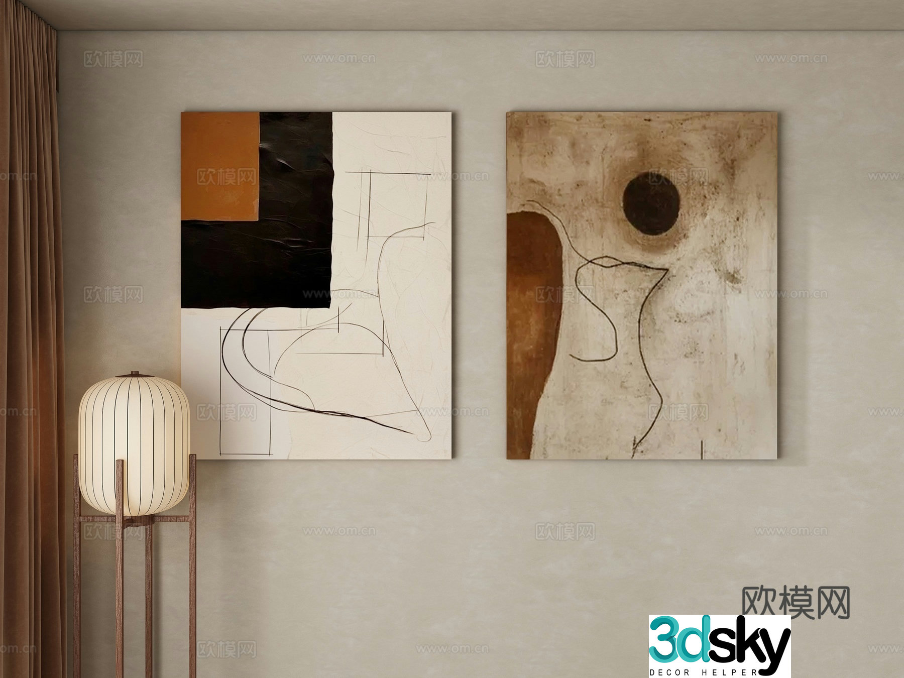 Wasabi wind hanging painting decorative painting 3d model
