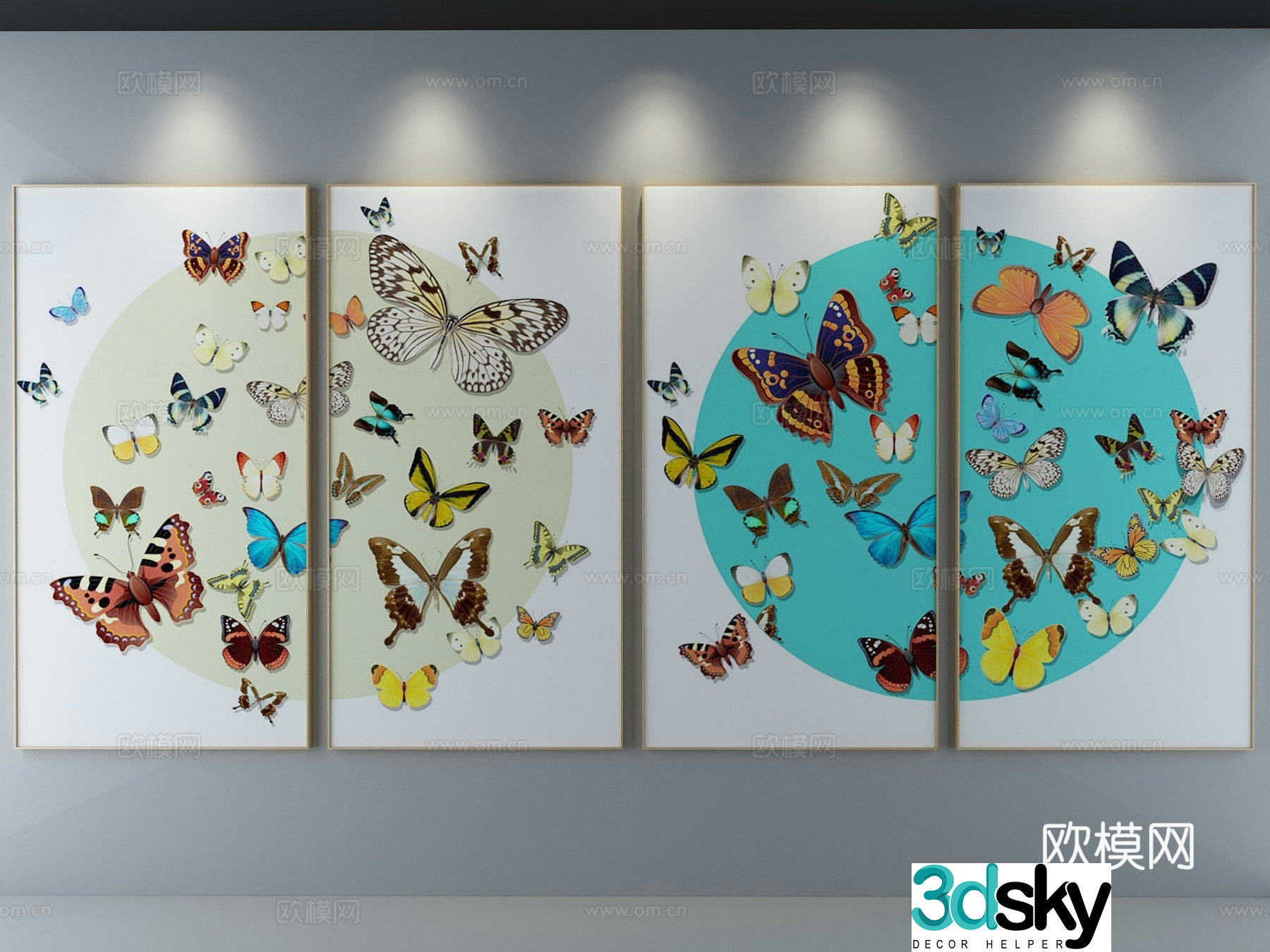 New Chinese style decorative painting 3D model