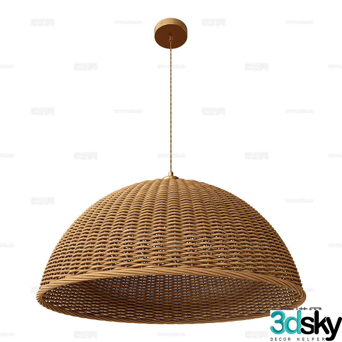 New Chinese style rattan decorative chandelier 3D model