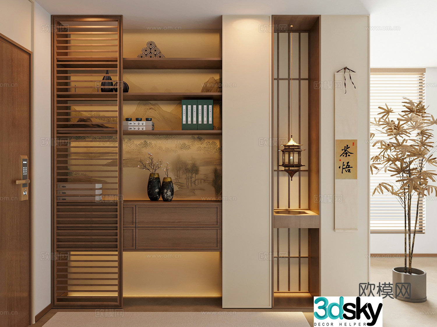 New Chinese style porch cabinet Song family porch cabinet Entrance porch cabinet Functional porch cabinet Entrance porch shoe cabinet 3D model