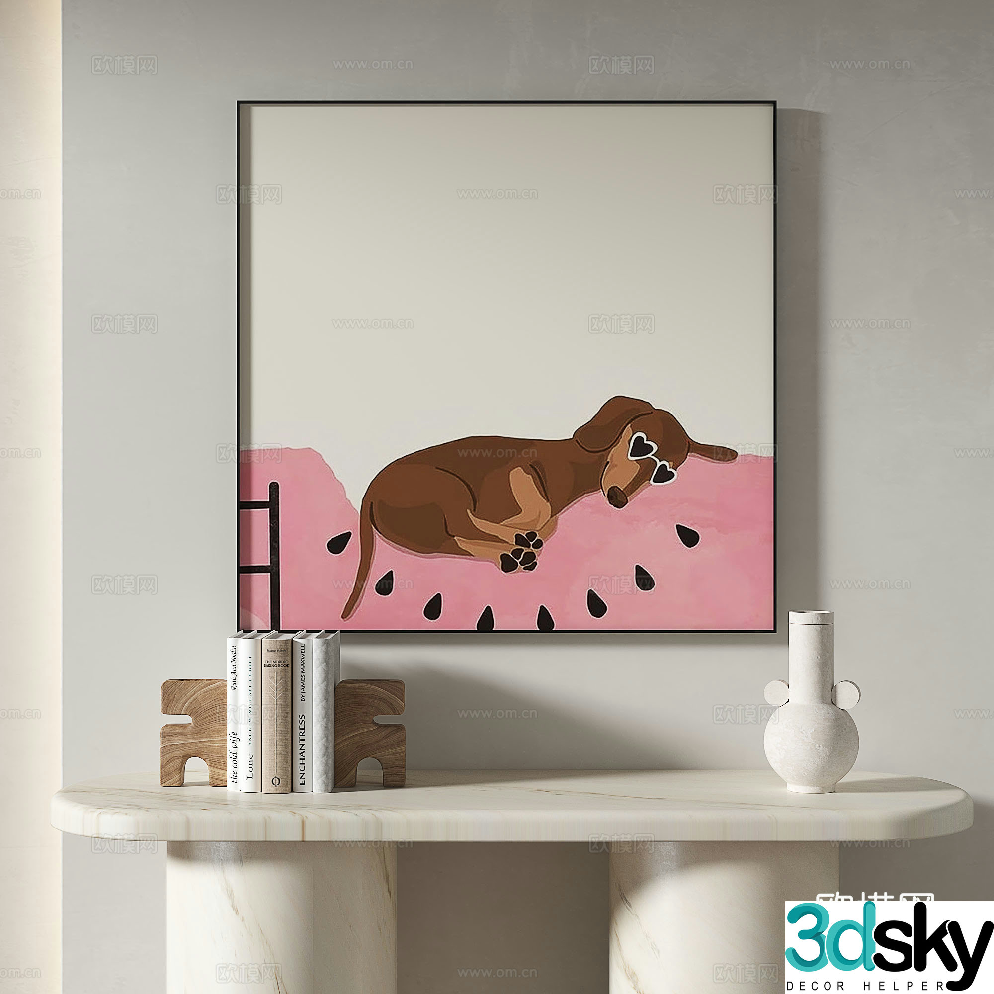 Modern simple abstract retro medieval light luxury decorative painting 3d model
