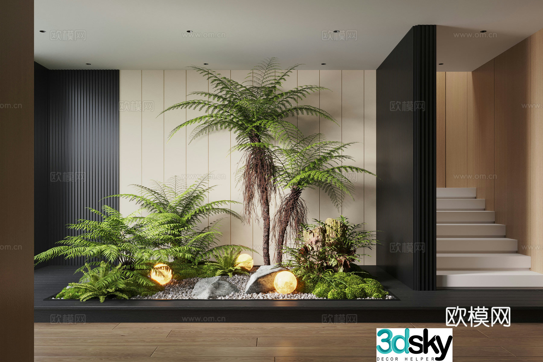 Modern interior landscape landscaping moss landscape landscape sketch plant landscape landscape stone 3d model