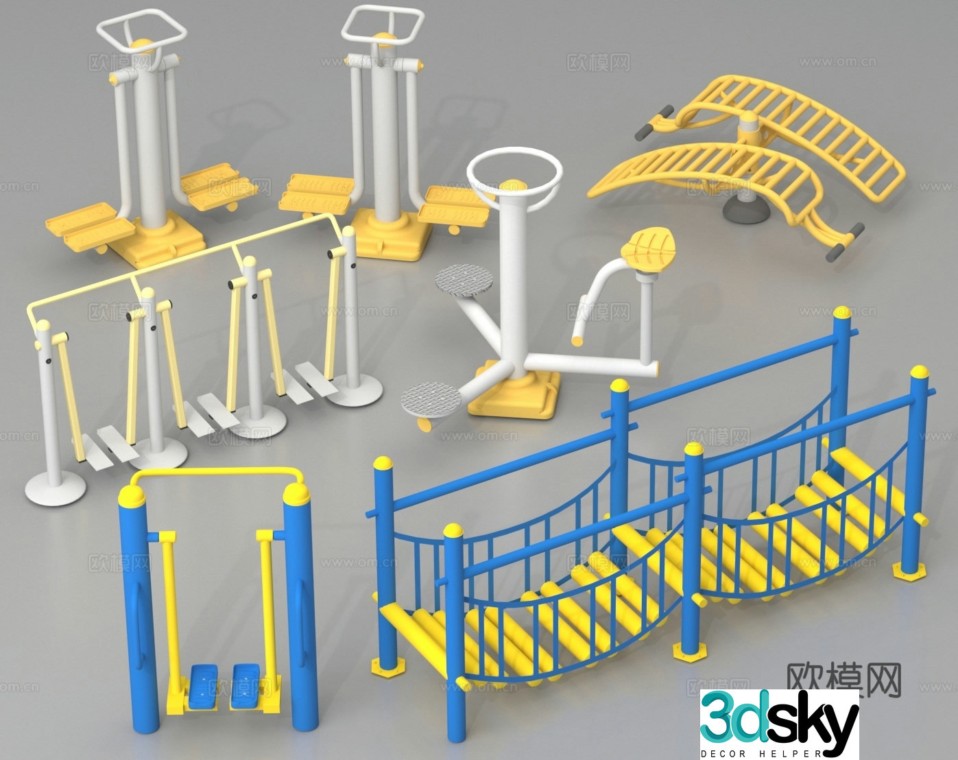 Public fitness equipment outdoor fitness equipment sports equipment 3d model