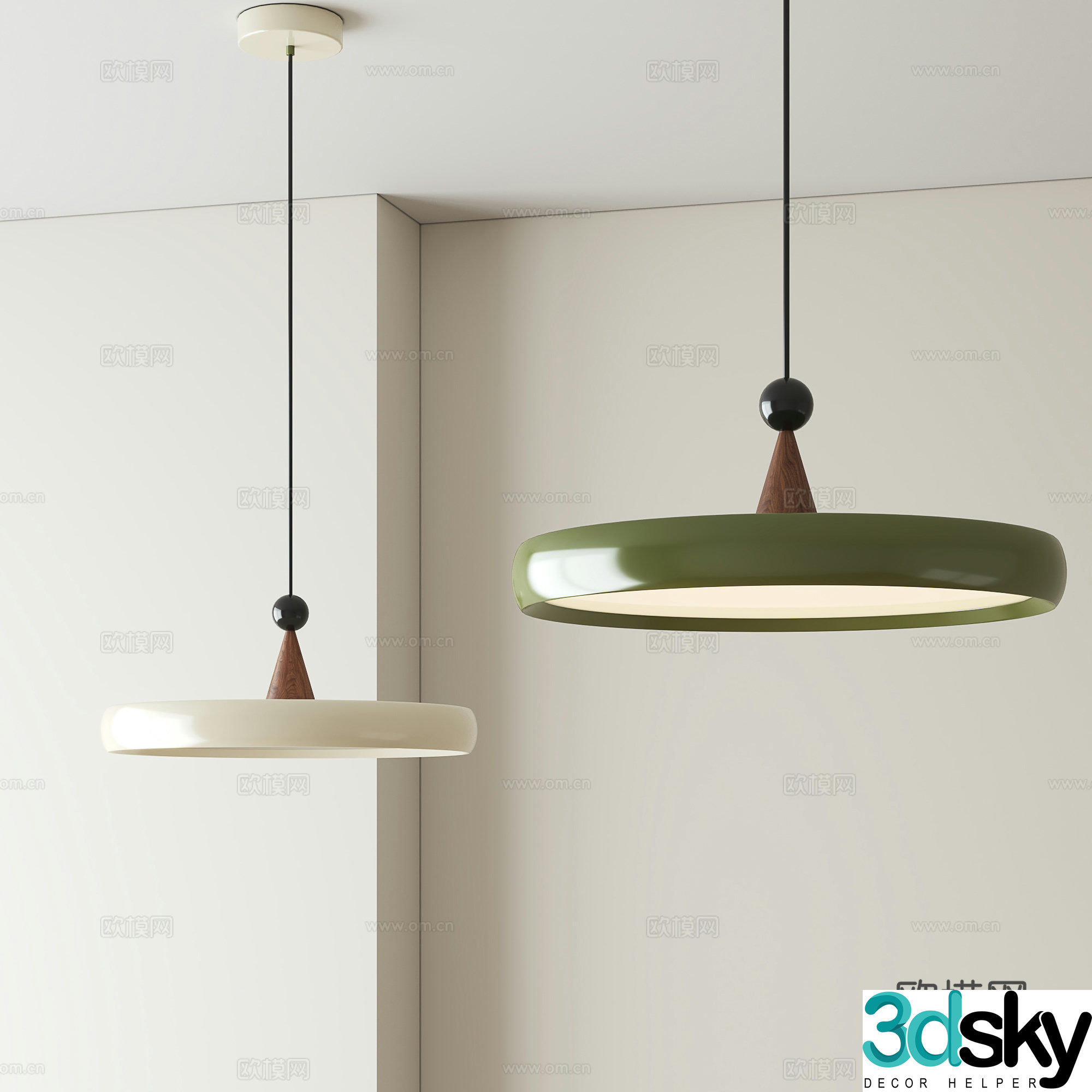 Modern minimalist restaurant chandeliers 3d model
