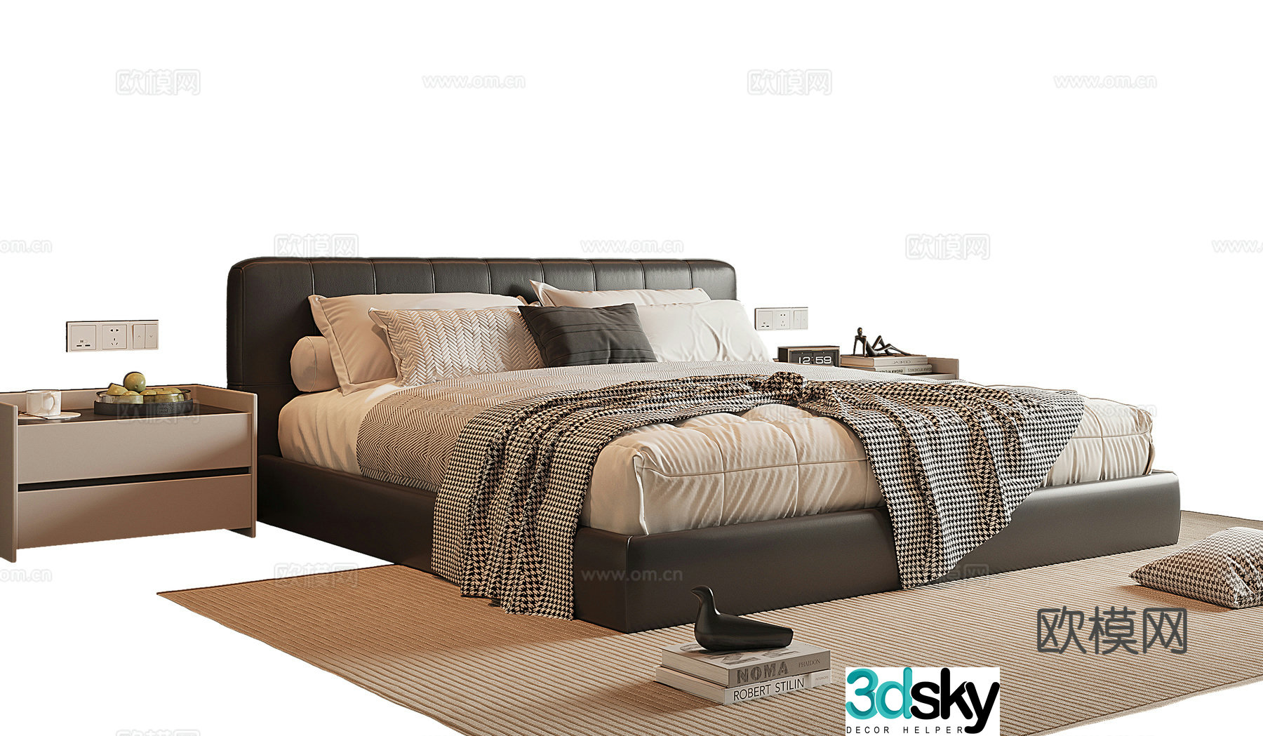 Italian double bed 3d model
