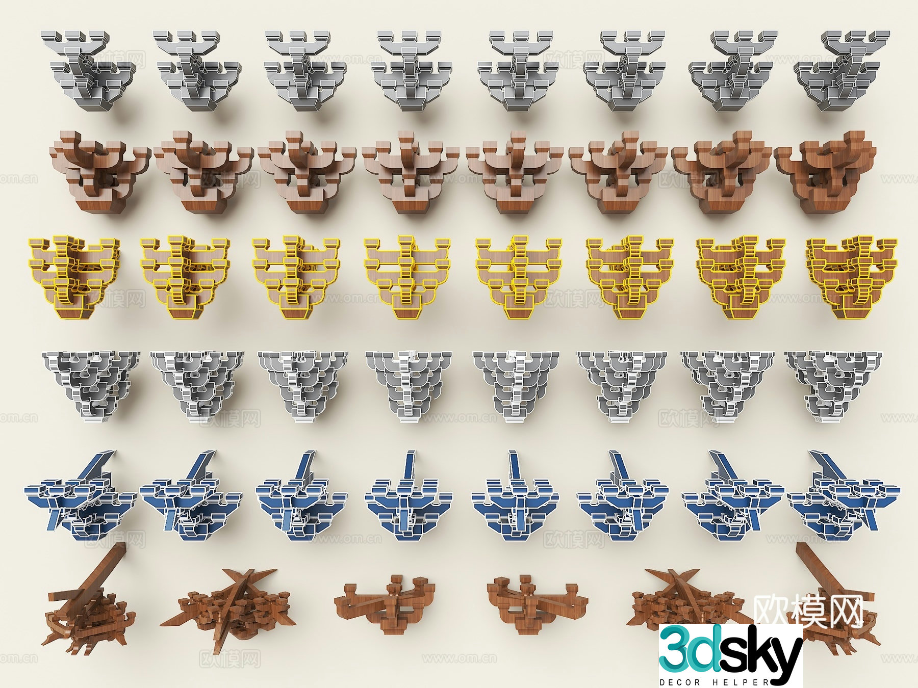 Chinese style bracket Chinese style corner arch Han Dynasty bracket Chinese style bowl arch ancient construction mortise and tenon bracket 3D model