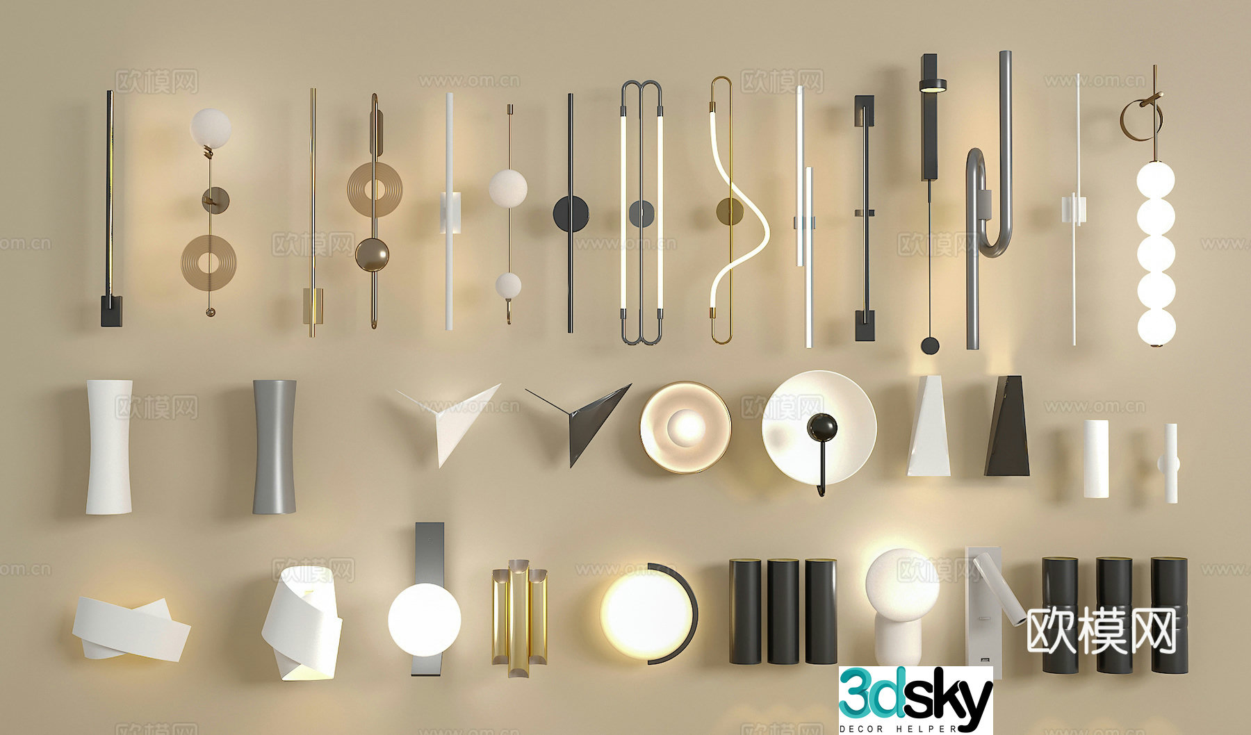 Modern wall lamp Crystal wall lamp Long wall lamp Metal wall lamp Glass wall lamp 3D model
