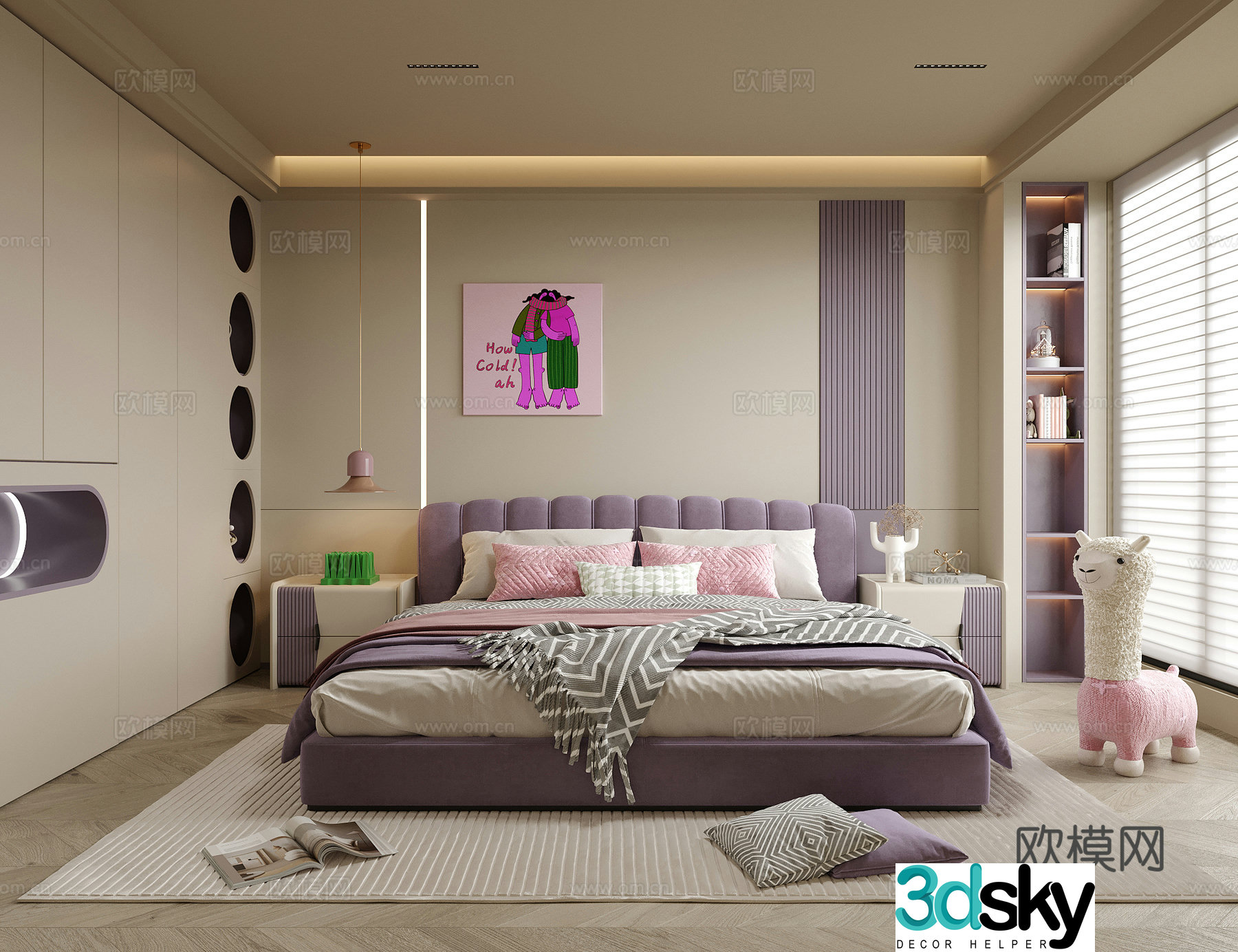 Modern girl room children’s room children’s bed 3d model