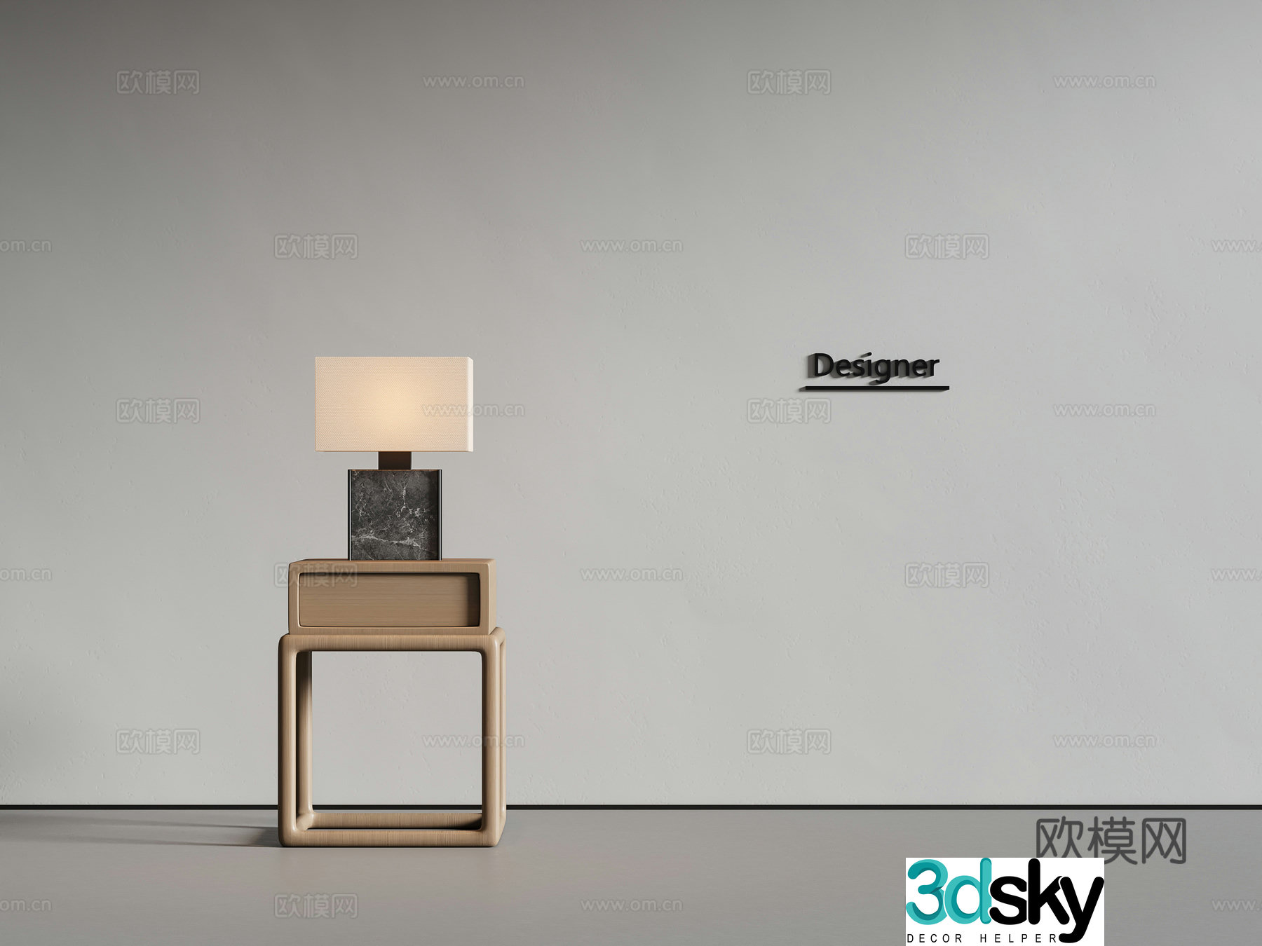 New Chinese Song style wind edge table solid wood edge table table lamp 3D model